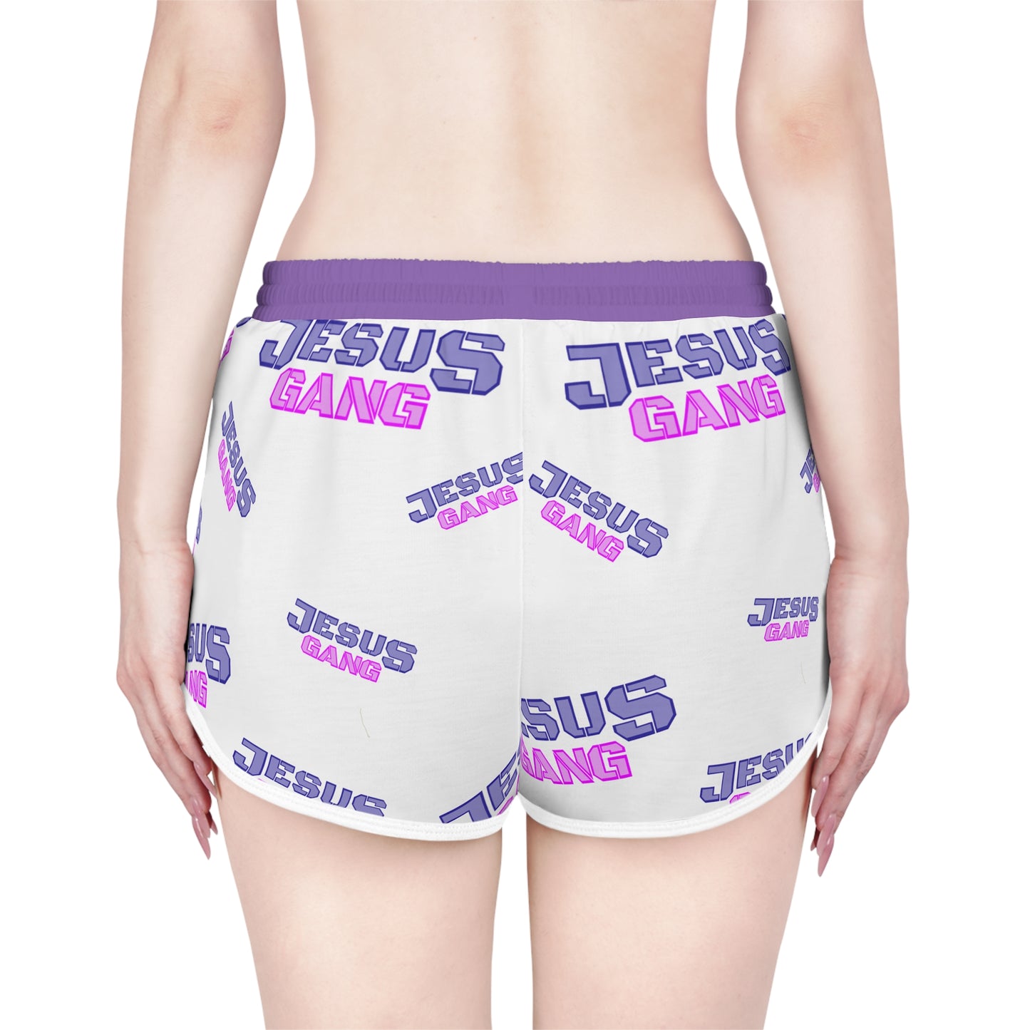 Jesus Gang All over Purple Berry Relaxed Shorts