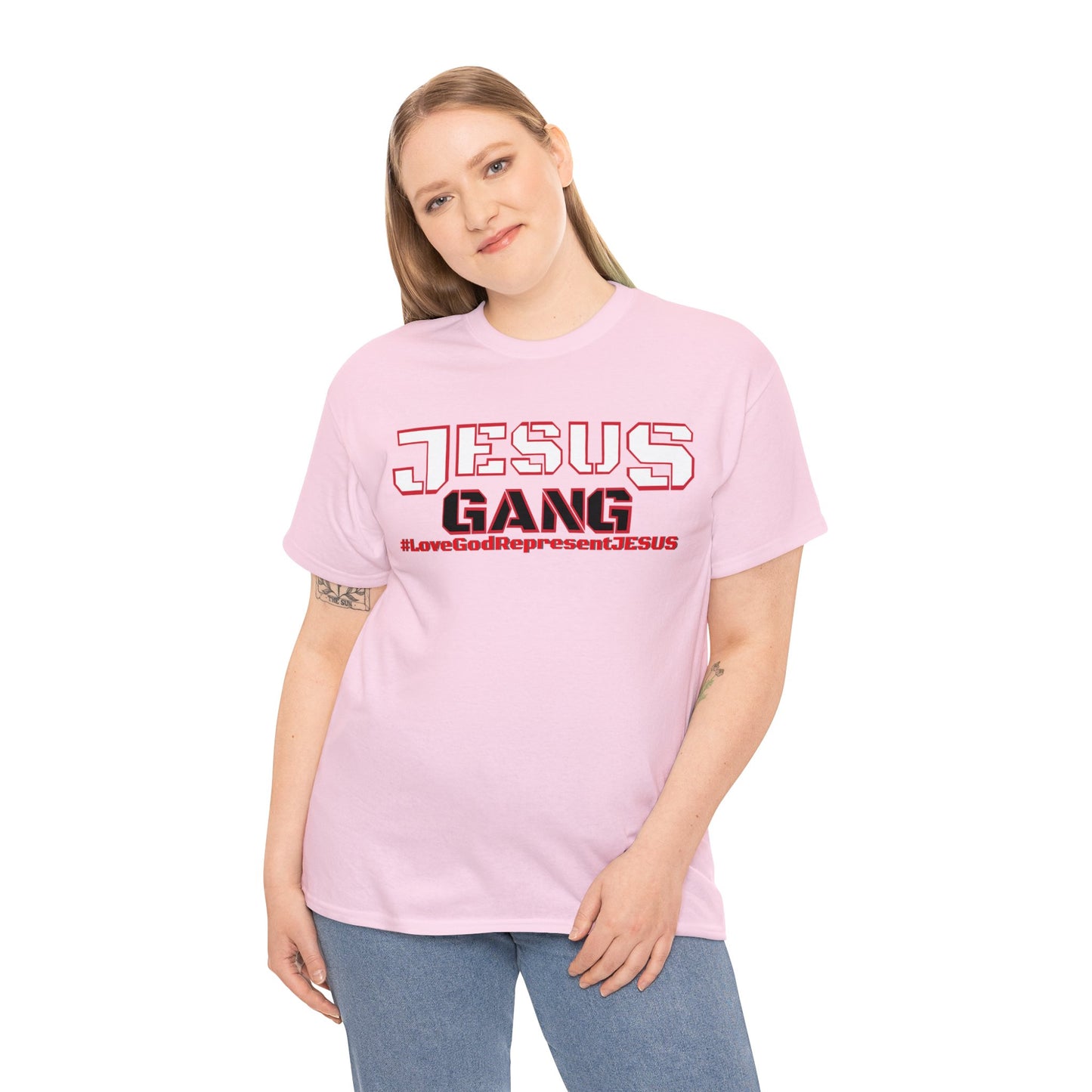 Jesus Gang Army of the Lord Red & Wht PINK "Ultra Cotton" Tee