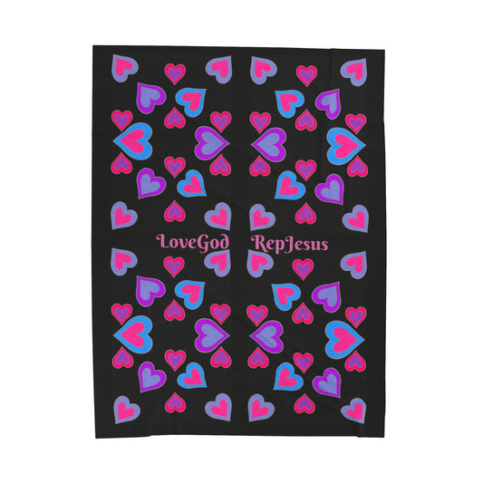 LoveGod RepJesus Velveteen Plush Blanket (Heartberries) By The M.O.G