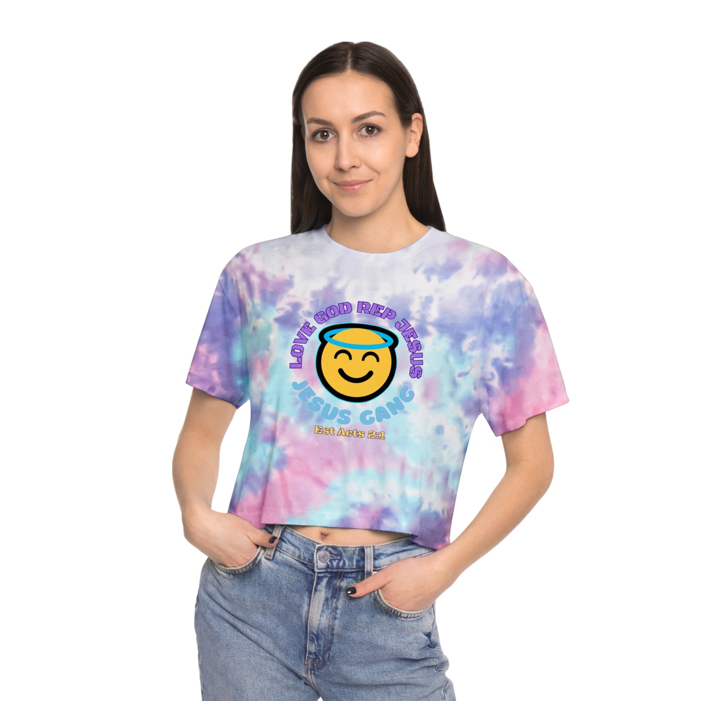 Love God Rep Jesus (Jesus Gang) Women's Tie-Dye Crop Tee