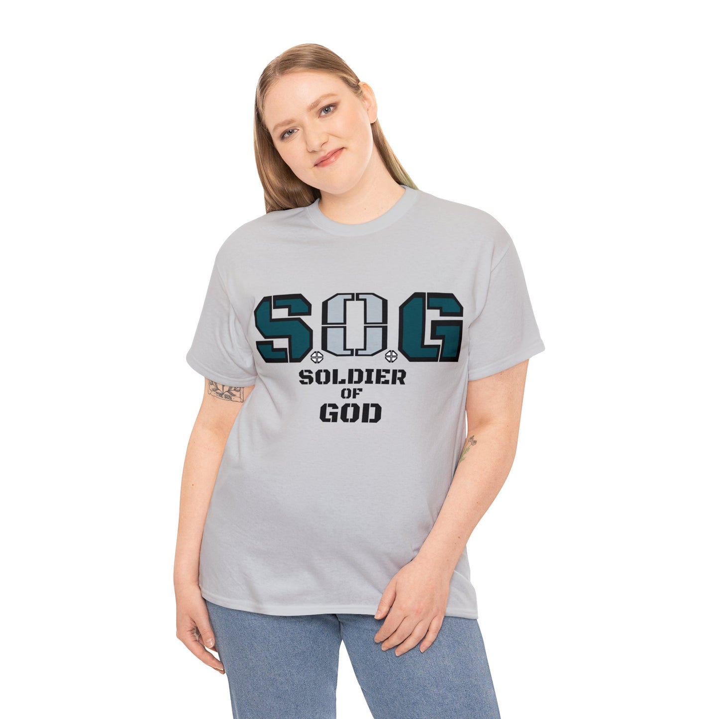 S.o.G Soldier of God Fly Green version multi color Heavy Cotton Tee