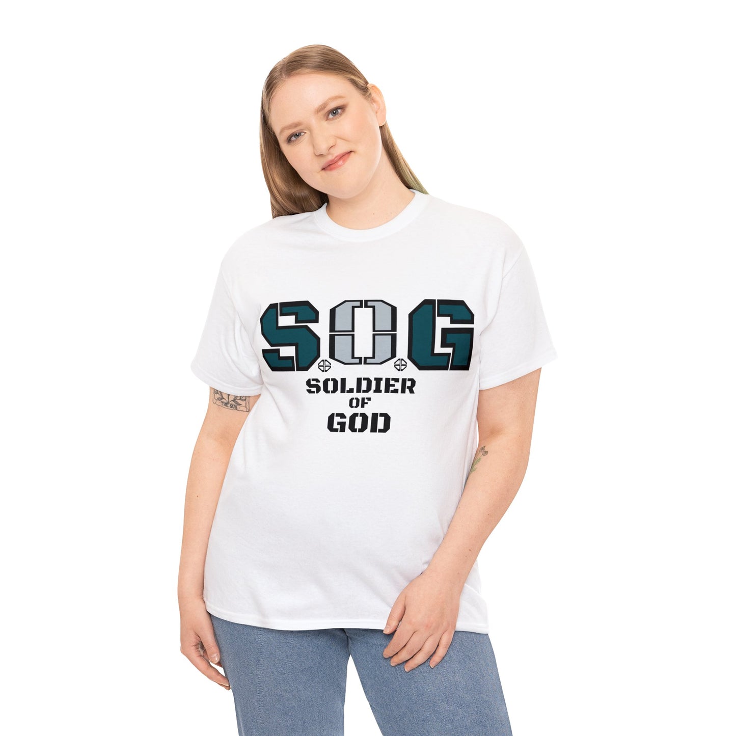 S.o.G Soldier of God Fly Green version multi color Heavy Cotton Tee