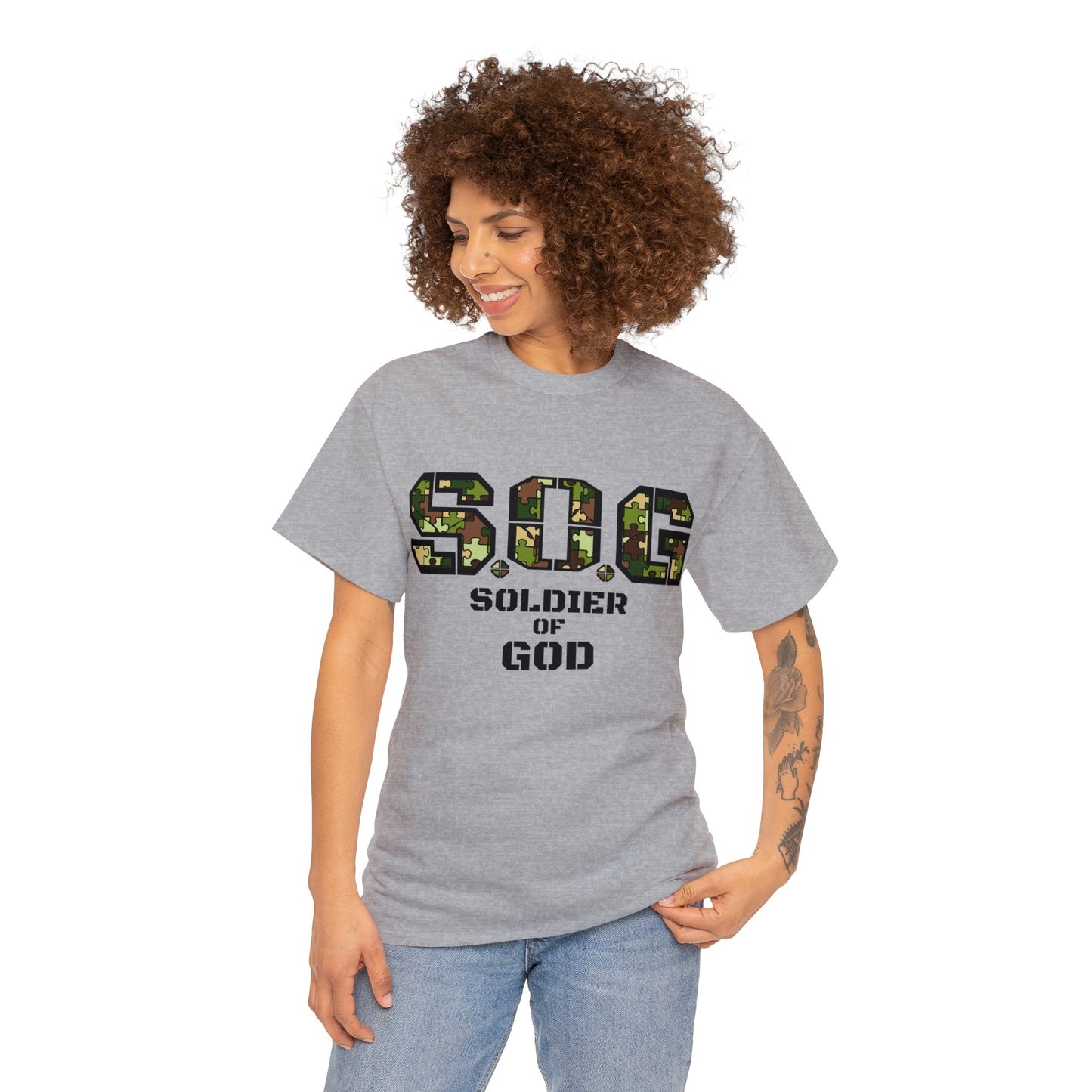 S.o.G Soldier of God Camo version multi color Heavy Cotton Tee