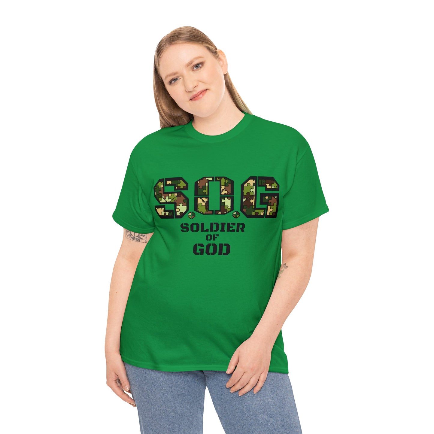 S.o.G Soldier of God Camo version multi color Heavy Cotton Tee