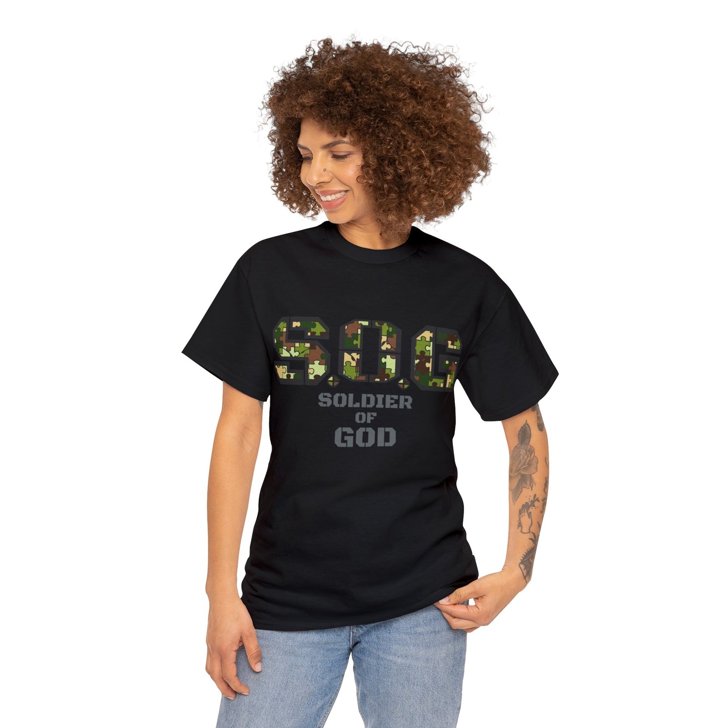 S.o.G Soldier of God Camo version multi color Heavy Cotton Tee