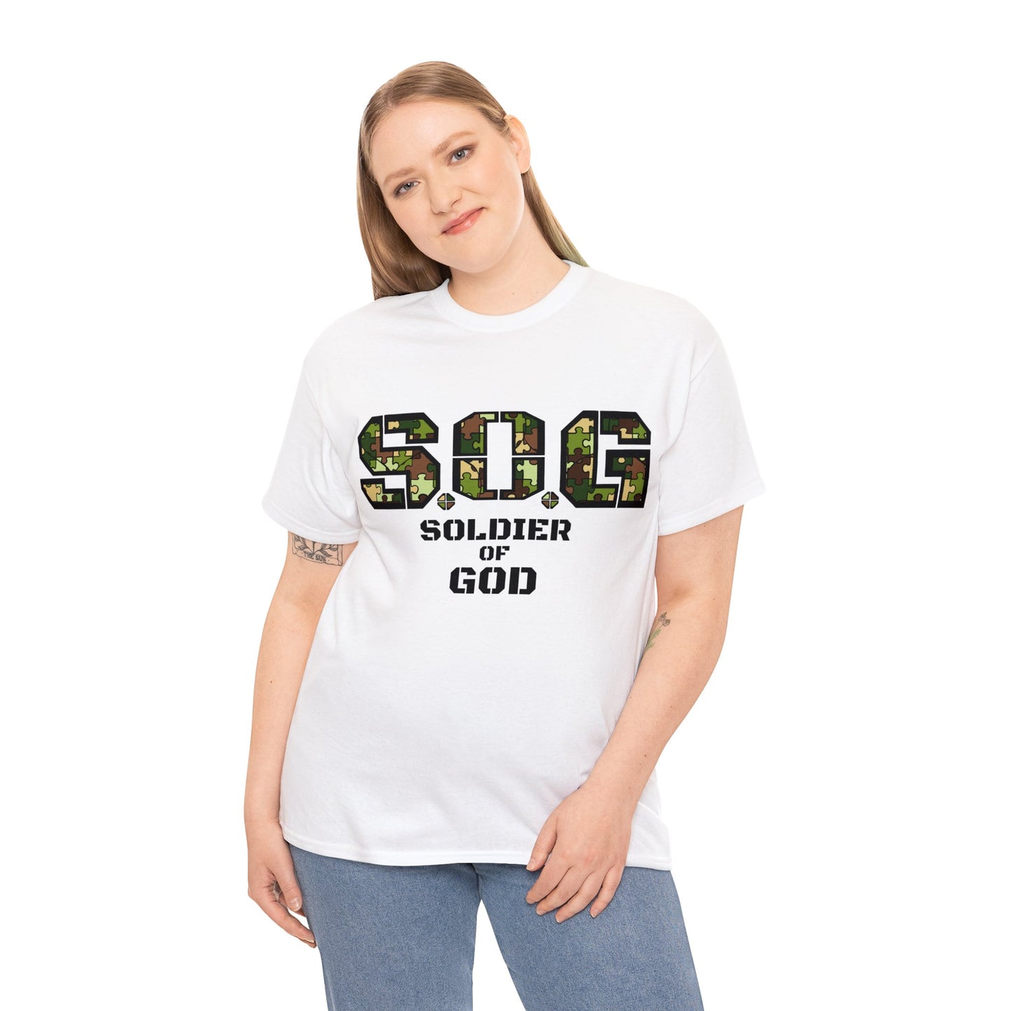 S.o.G Soldier of God Camo version multi color Heavy Cotton Tee