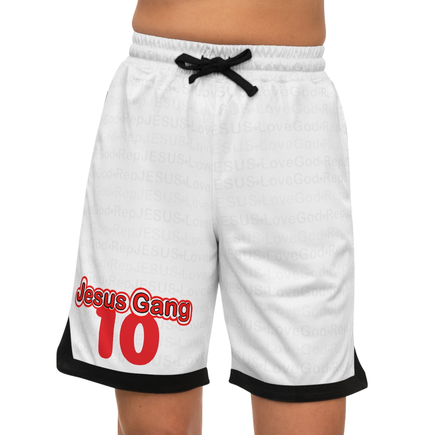 Jesus Gang 10 Ballas (Wht) Basketball Rib Shorts