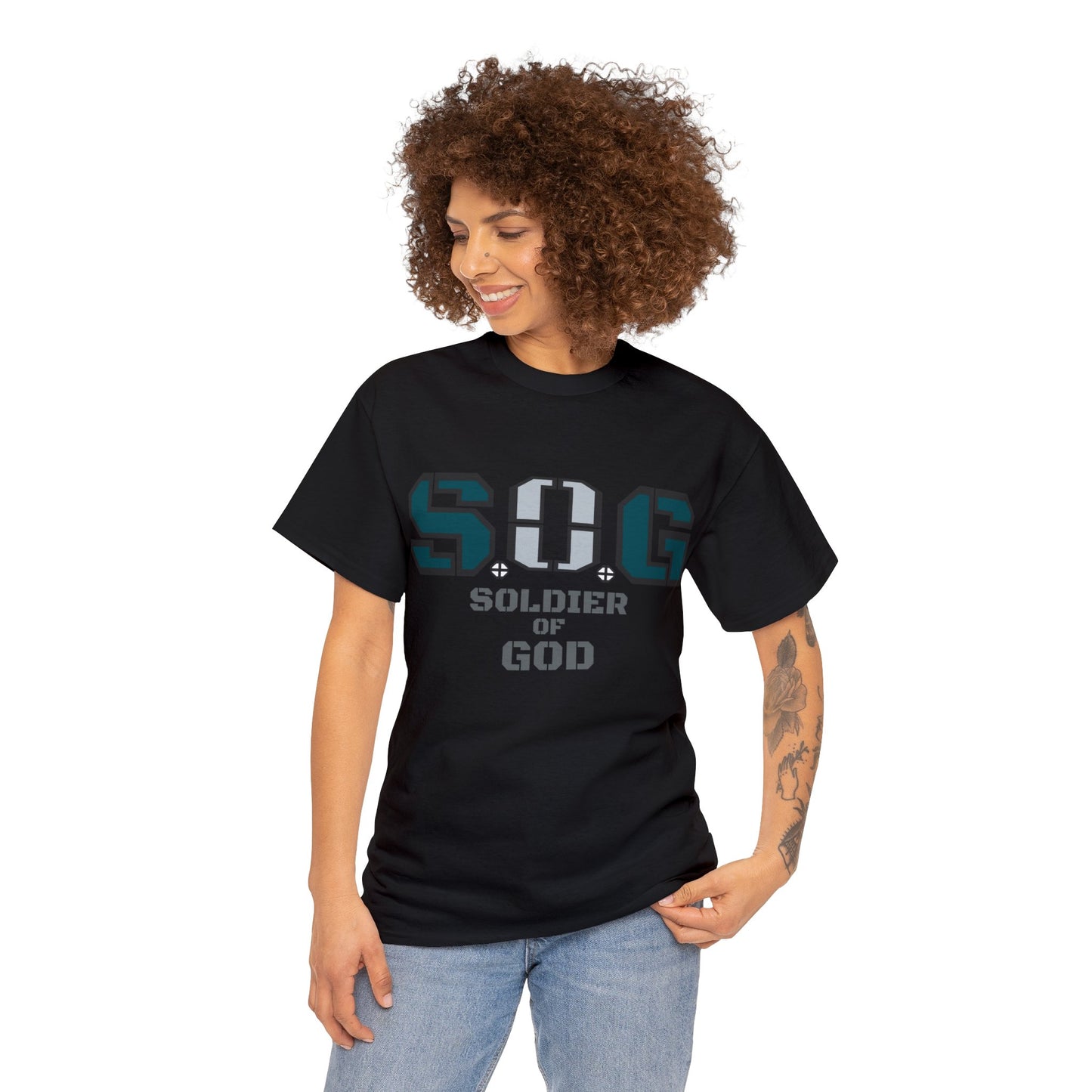 S.o.G Soldier of God Fly Green version multi color Heavy Cotton Tee