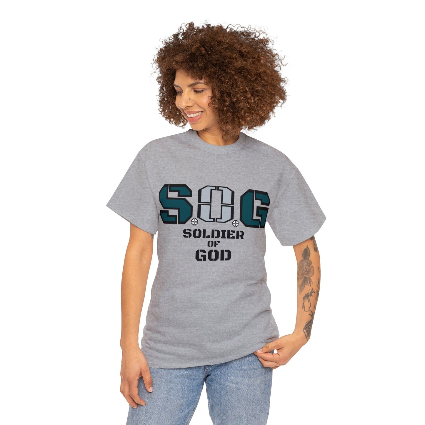 S.o.G Soldier of God Fly Green version multi color Heavy Cotton Tee