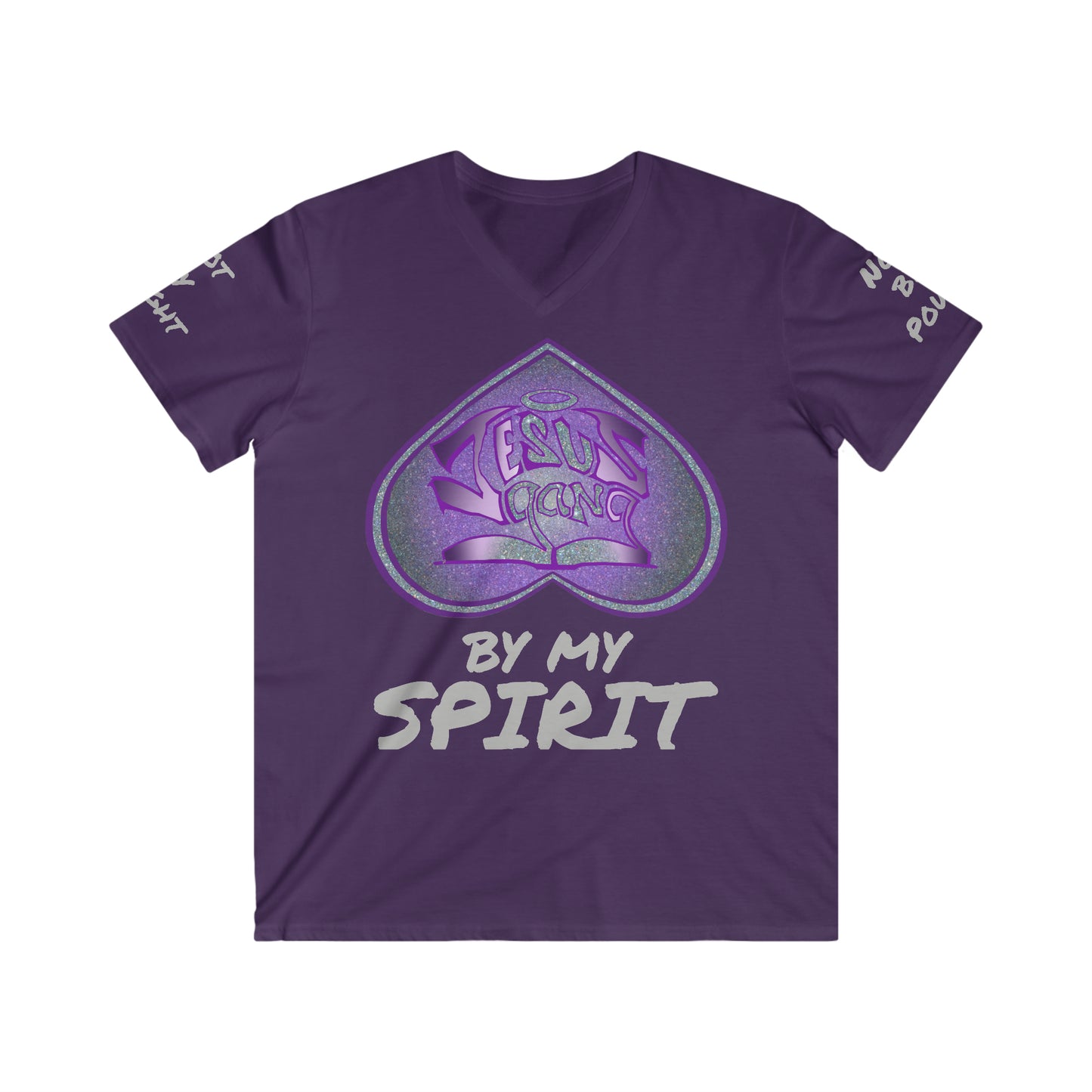 Not by Might nor by Power but by HIS spirit says the Gang of the Lord! ((Royal Purp Iced)fitted v-neck)