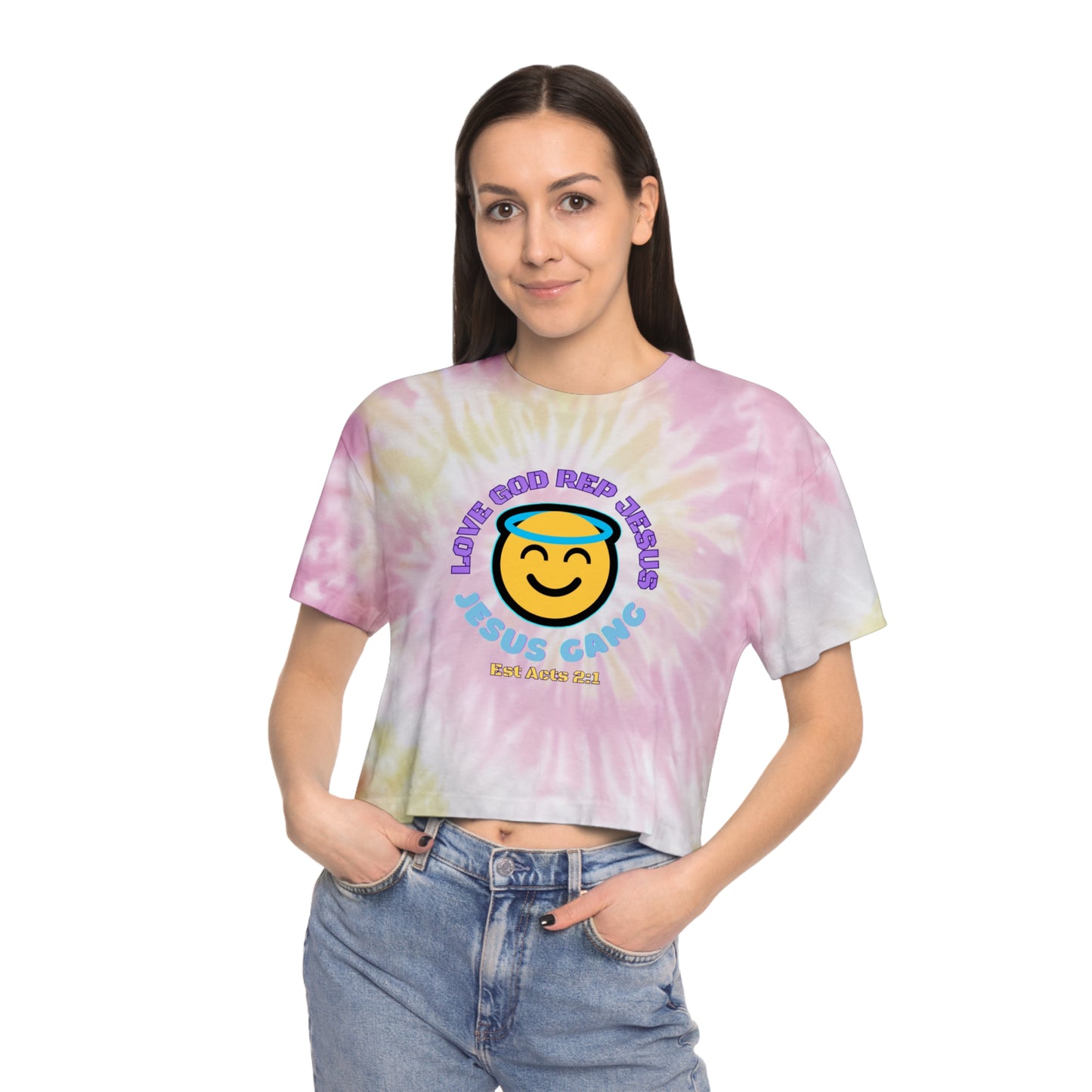 Love God Rep Jesus (Jesus Gang) Women's Tie-Dye Crop Tee