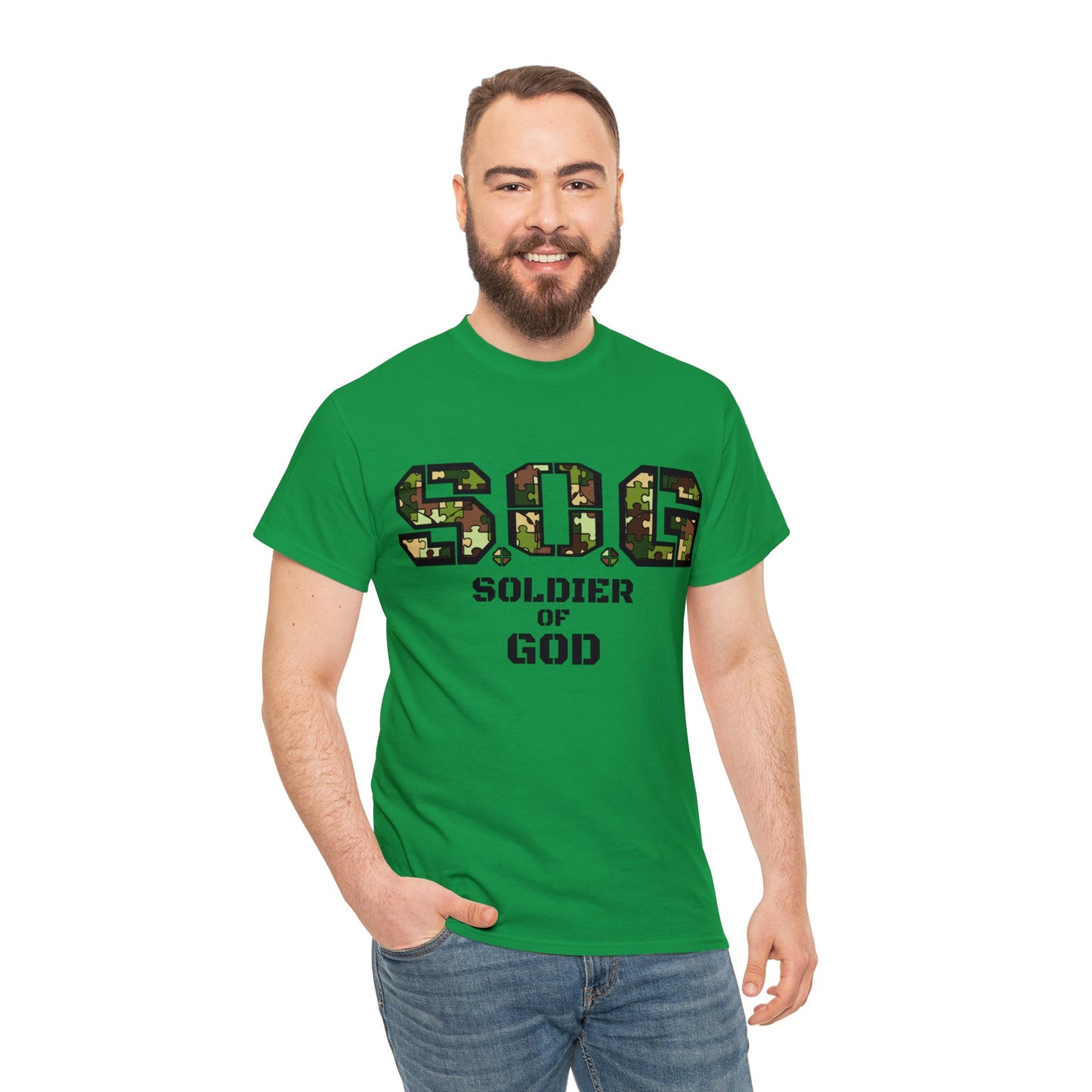 S.o.G Soldier of God Camo version multi color Heavy Cotton Tee