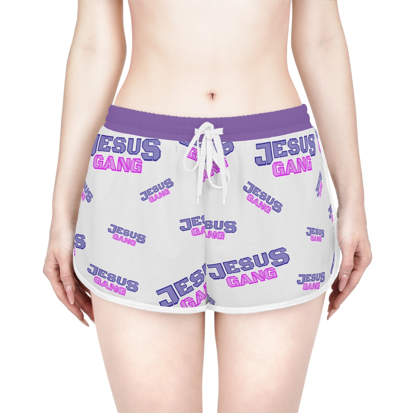 Jesus Gang All over Purple Berry Relaxed Shorts