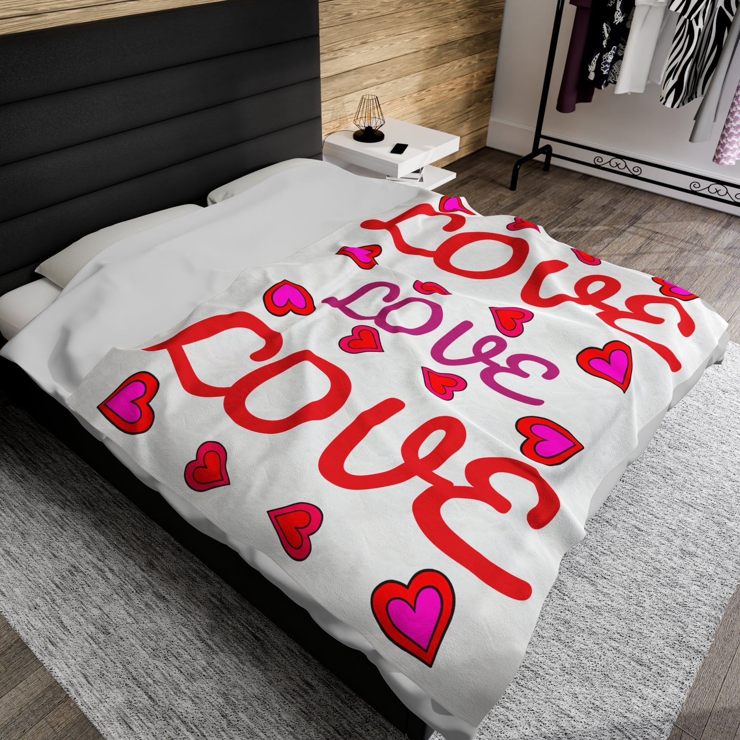 Love, Lovely Velveteen Plush Blanket (WHT) By The M.o.G