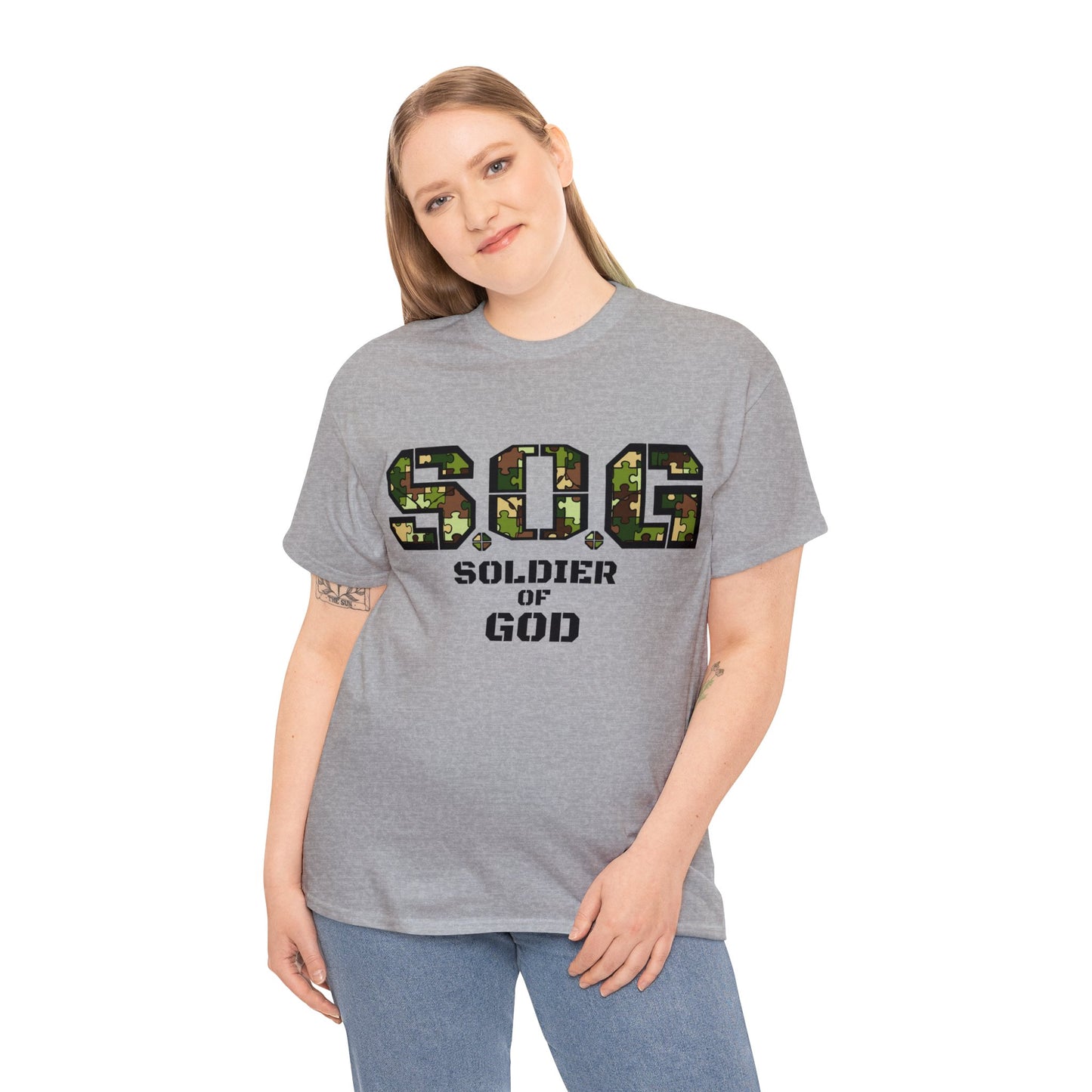 S.o.G Soldier of God Camo version multi color Heavy Cotton Tee