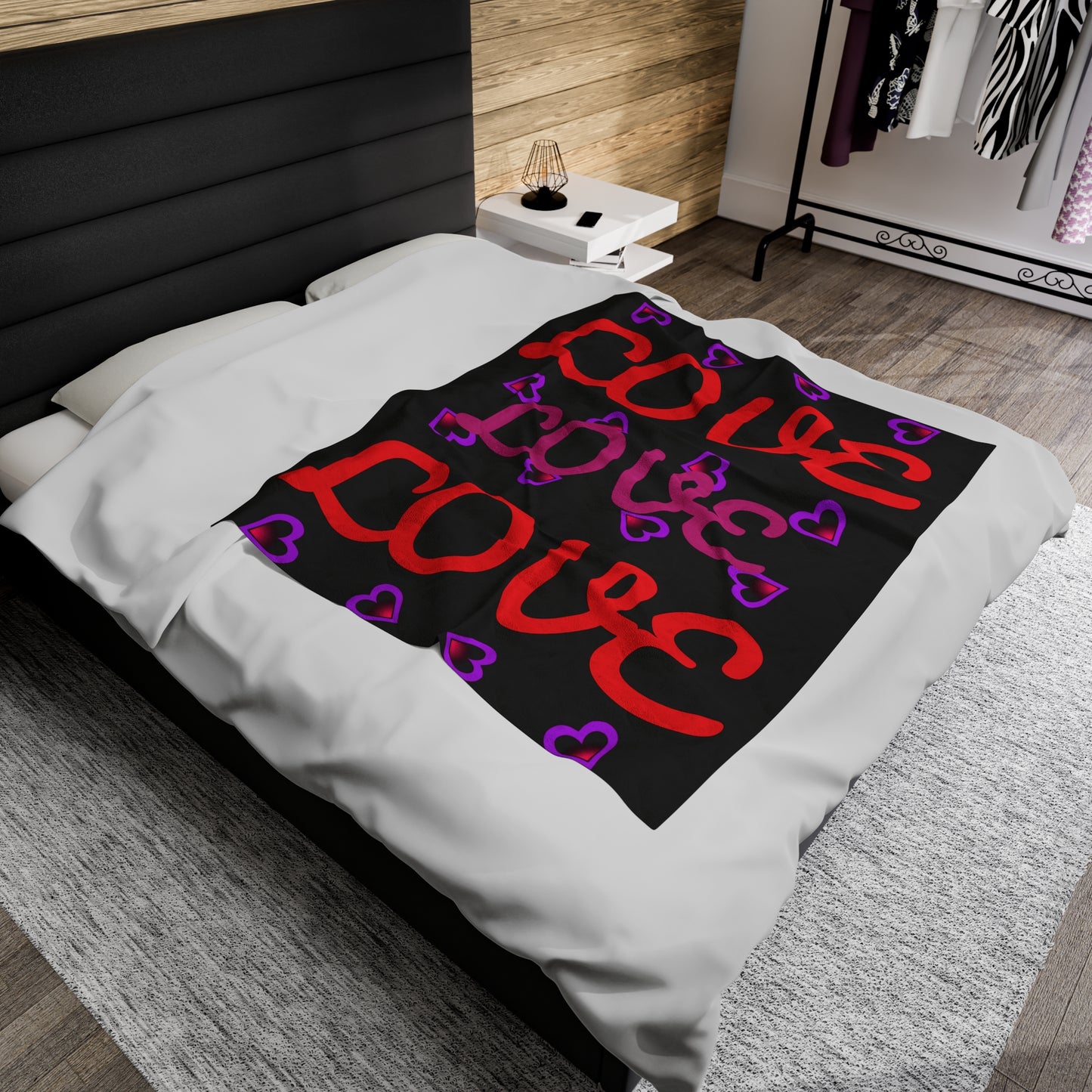 Love, Lovely Velveteen Plush Blanket (Pink & Red) By The M.O.G