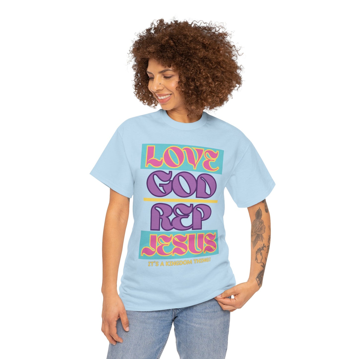 Love God Rep Jesus (Its A Kingdom Thing) PNK, YLW, PURP.