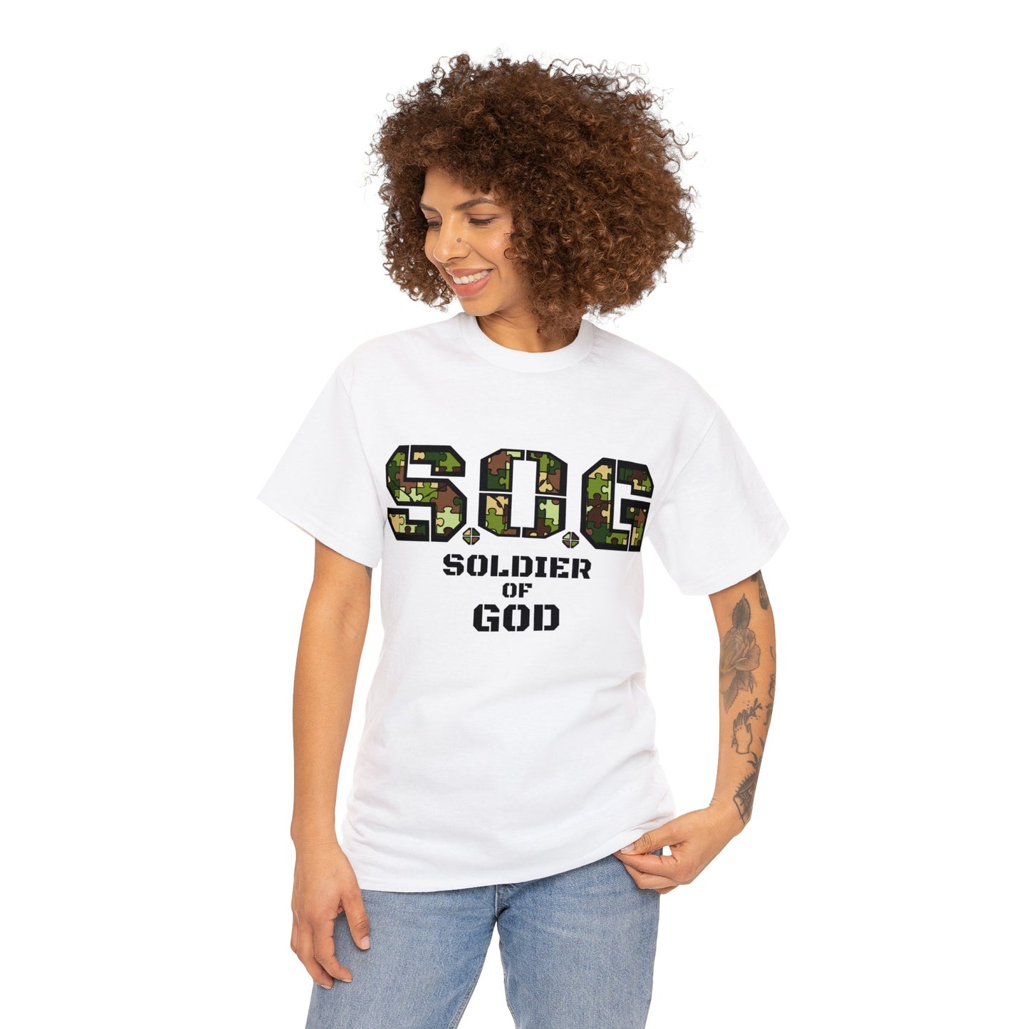 S.o.G Soldier of God Camo version multi color Heavy Cotton Tee