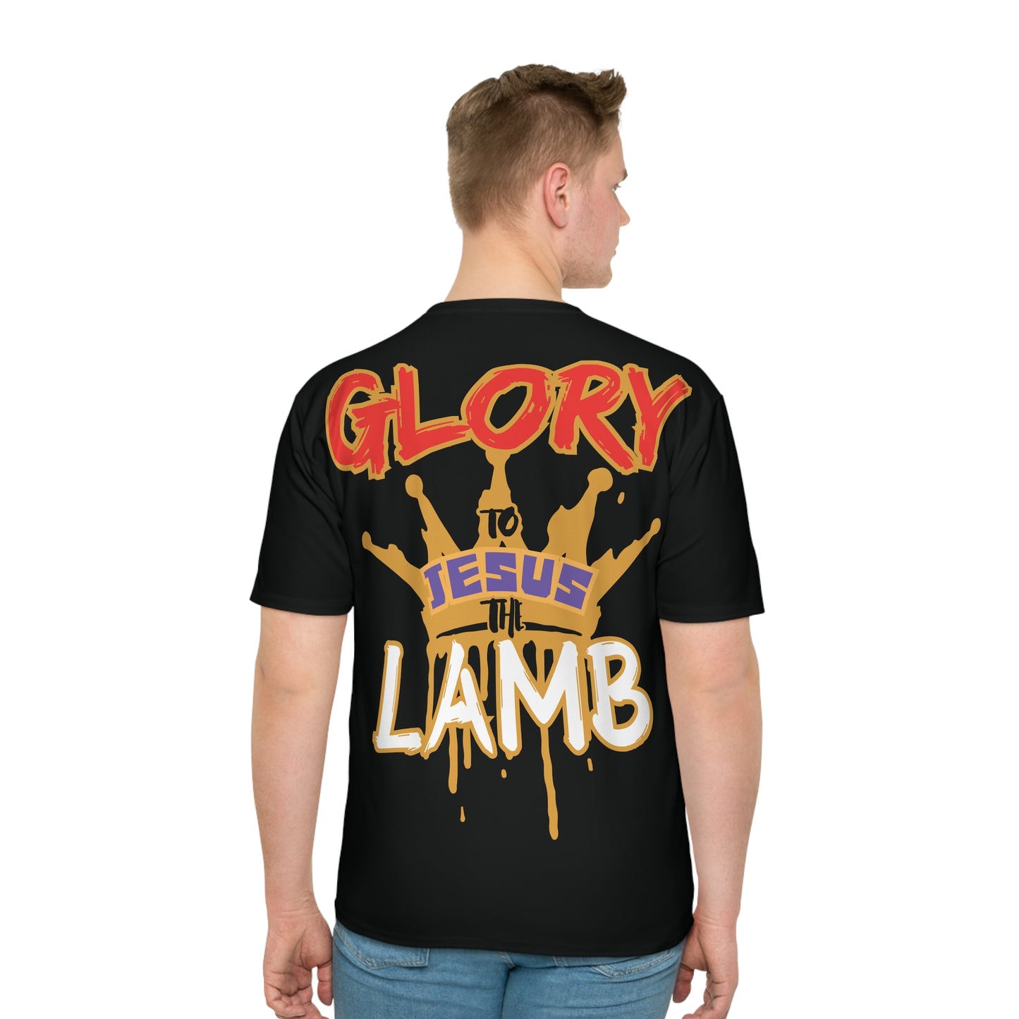 Glory to Jesus The Lamb, Jesus Gang Men's Loose T-shirt (4xl, 5xL sizes)