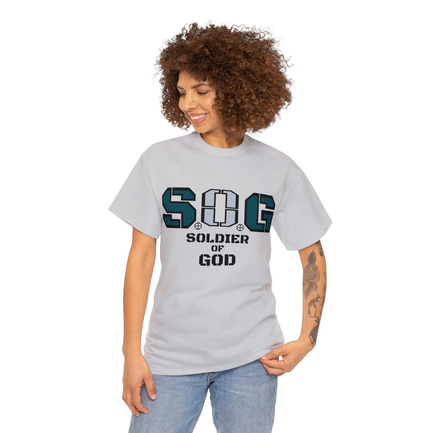 S.o.G Soldier of God Fly Green version multi color Heavy Cotton Tee