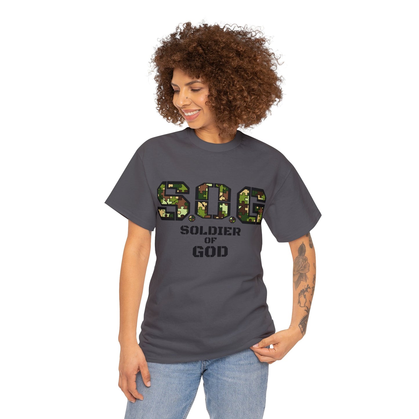 S.o.G Soldier of God Camo version multi color Heavy Cotton Tee