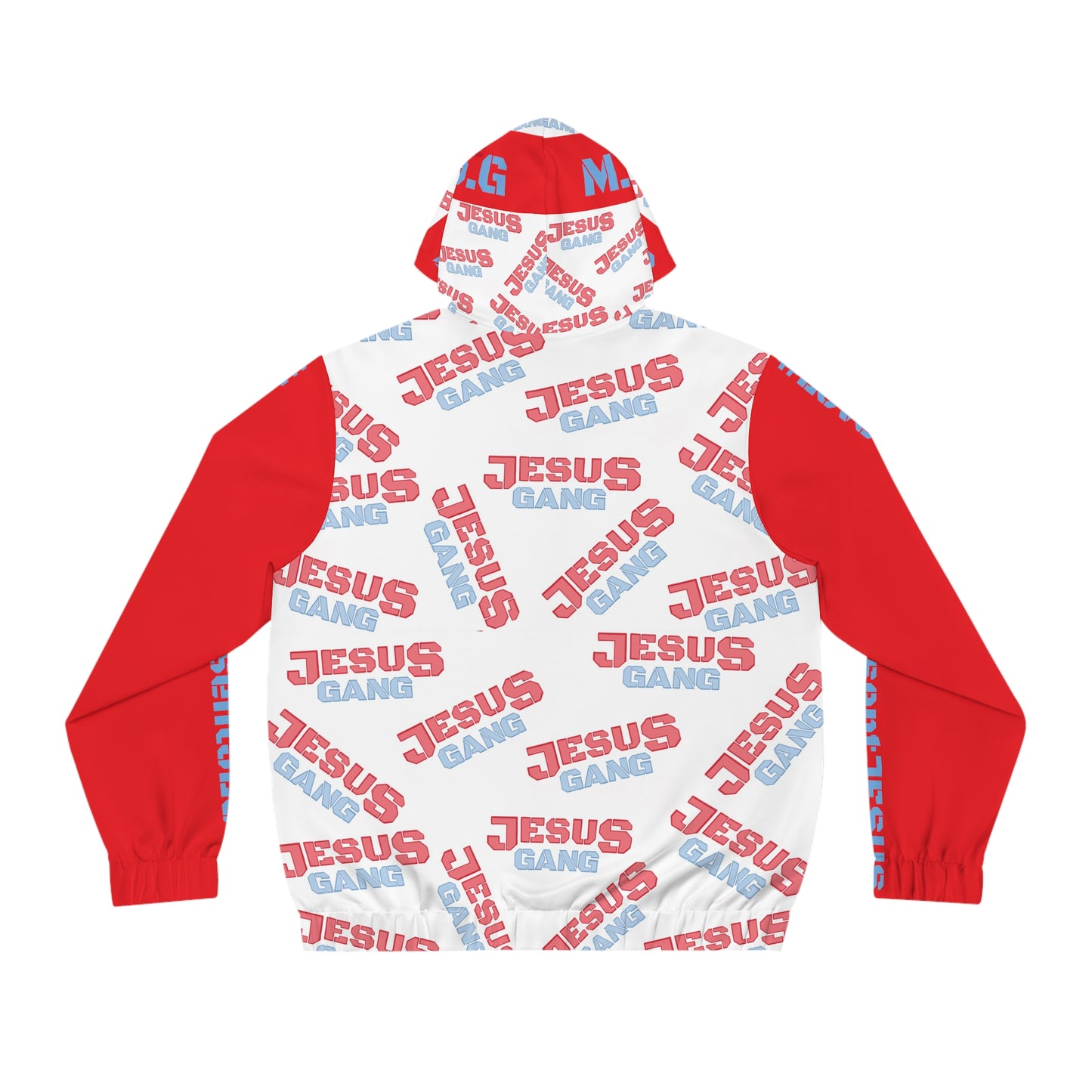 Love God Represent JESUS {Jesus Gang (EVERYWHERE)}*V2* Red Men's Full-Zip Hoodie.