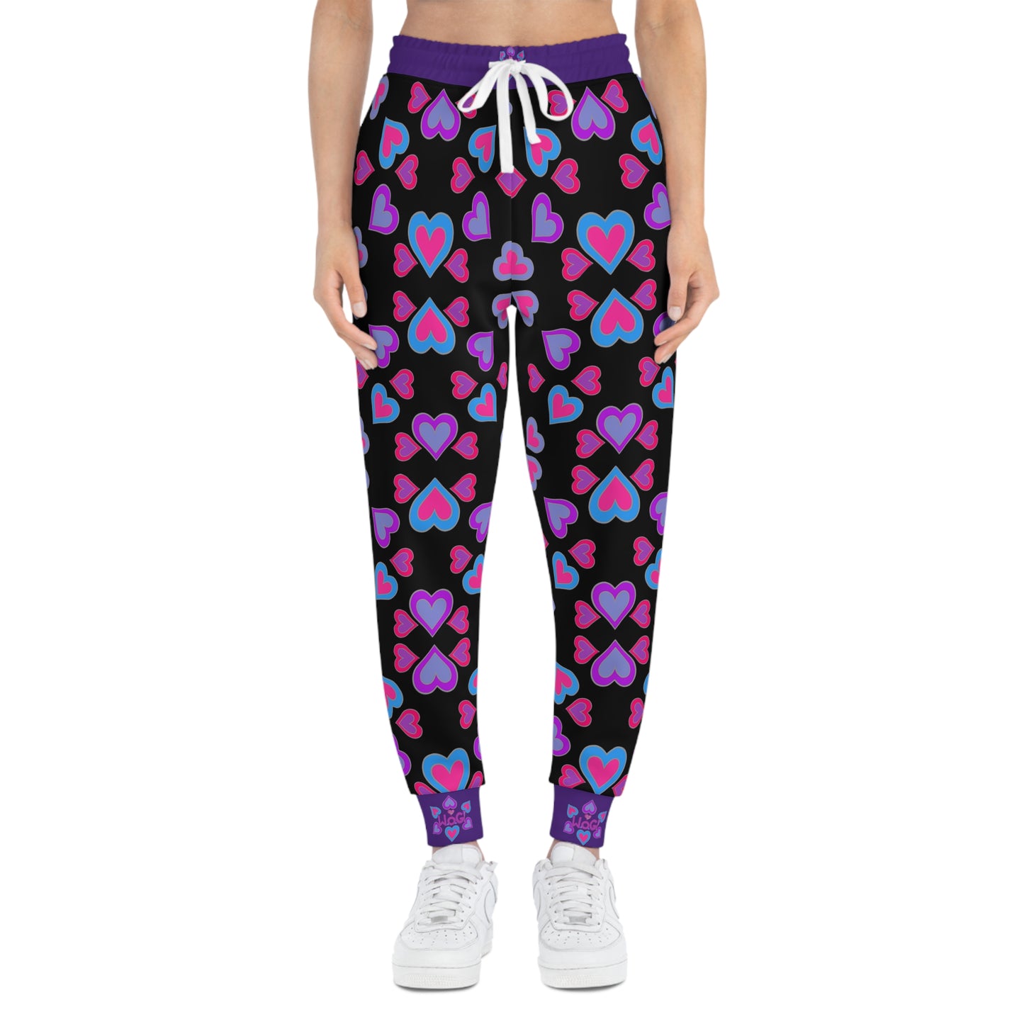 Purple and Black Woman of God Heartberries Athletic Joggers