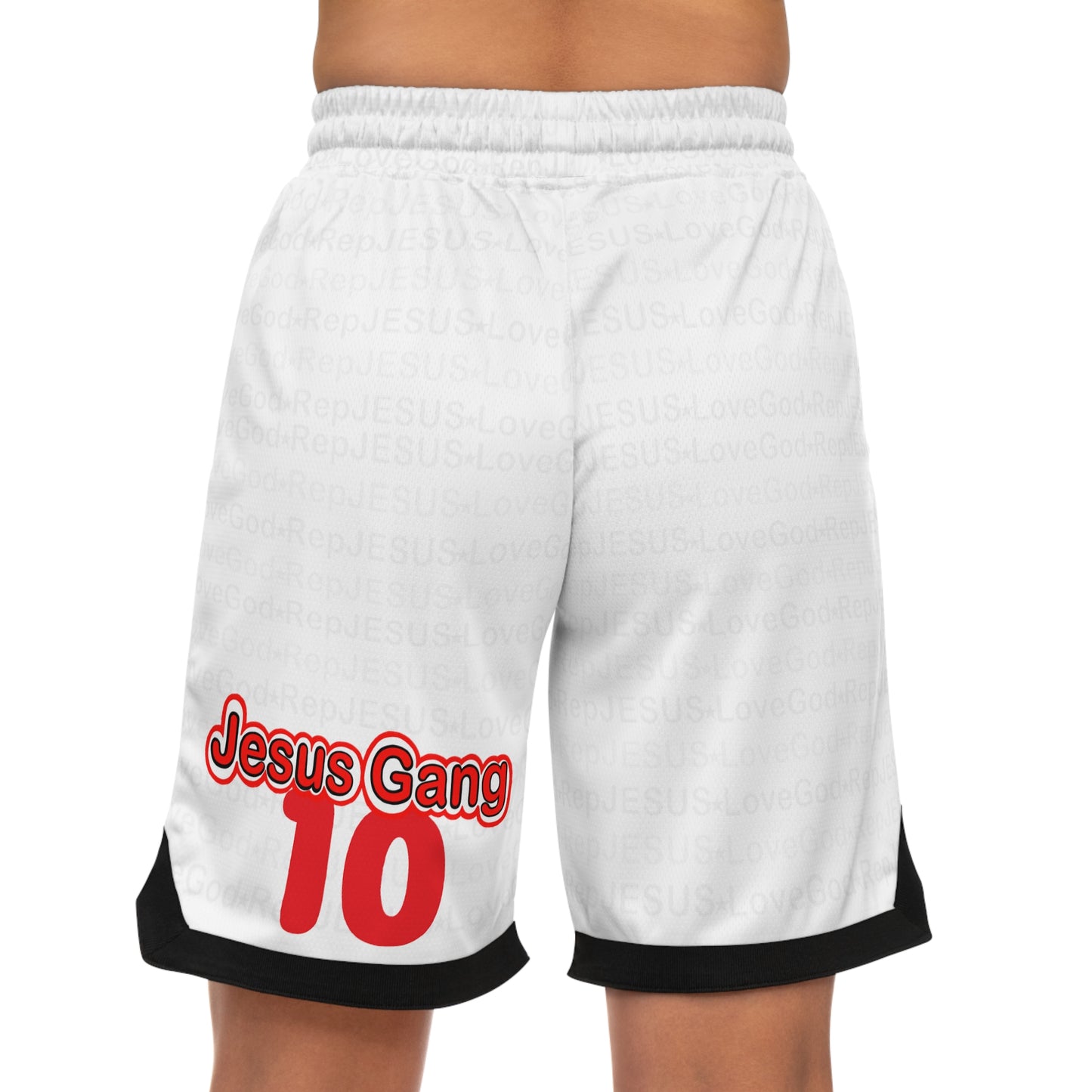 Jesus Gang 10 Ballas (Wht) Basketball Rib Shorts