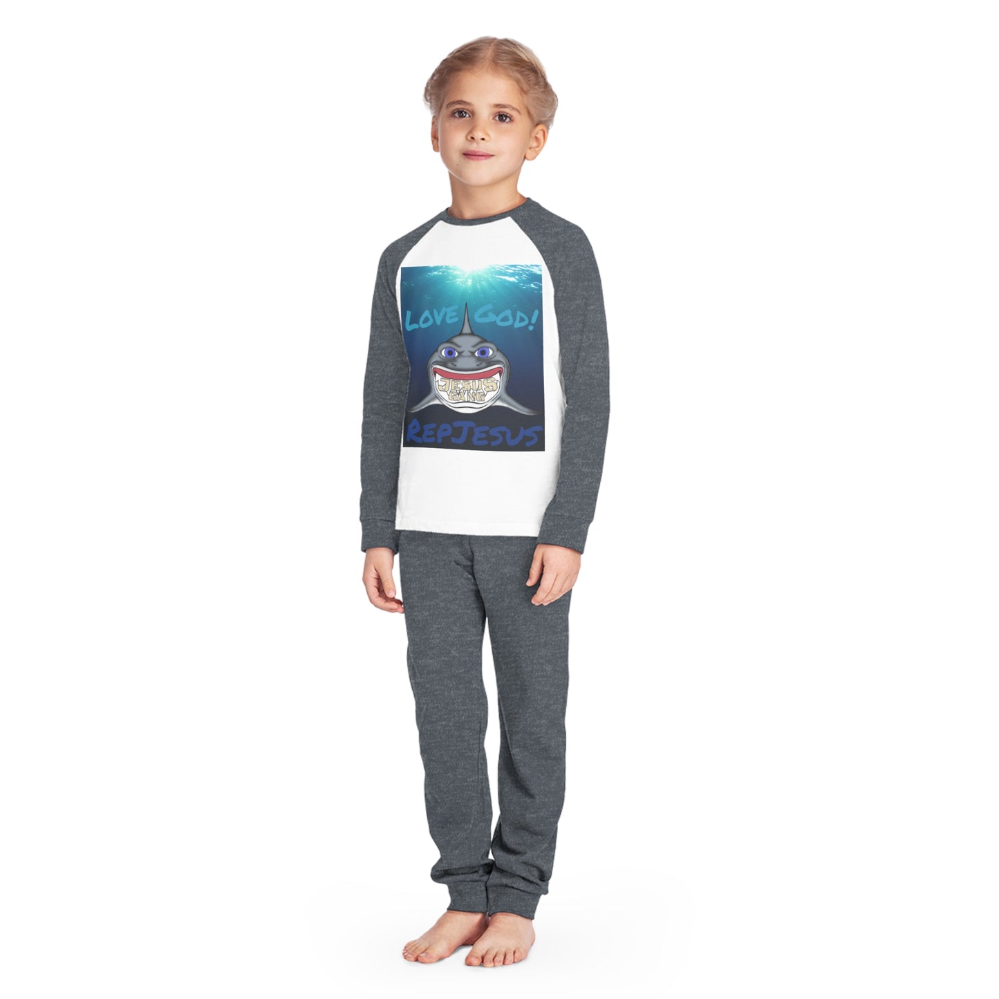 Love God Represent Jesus*Shark*Gang Kids' Pajama Set