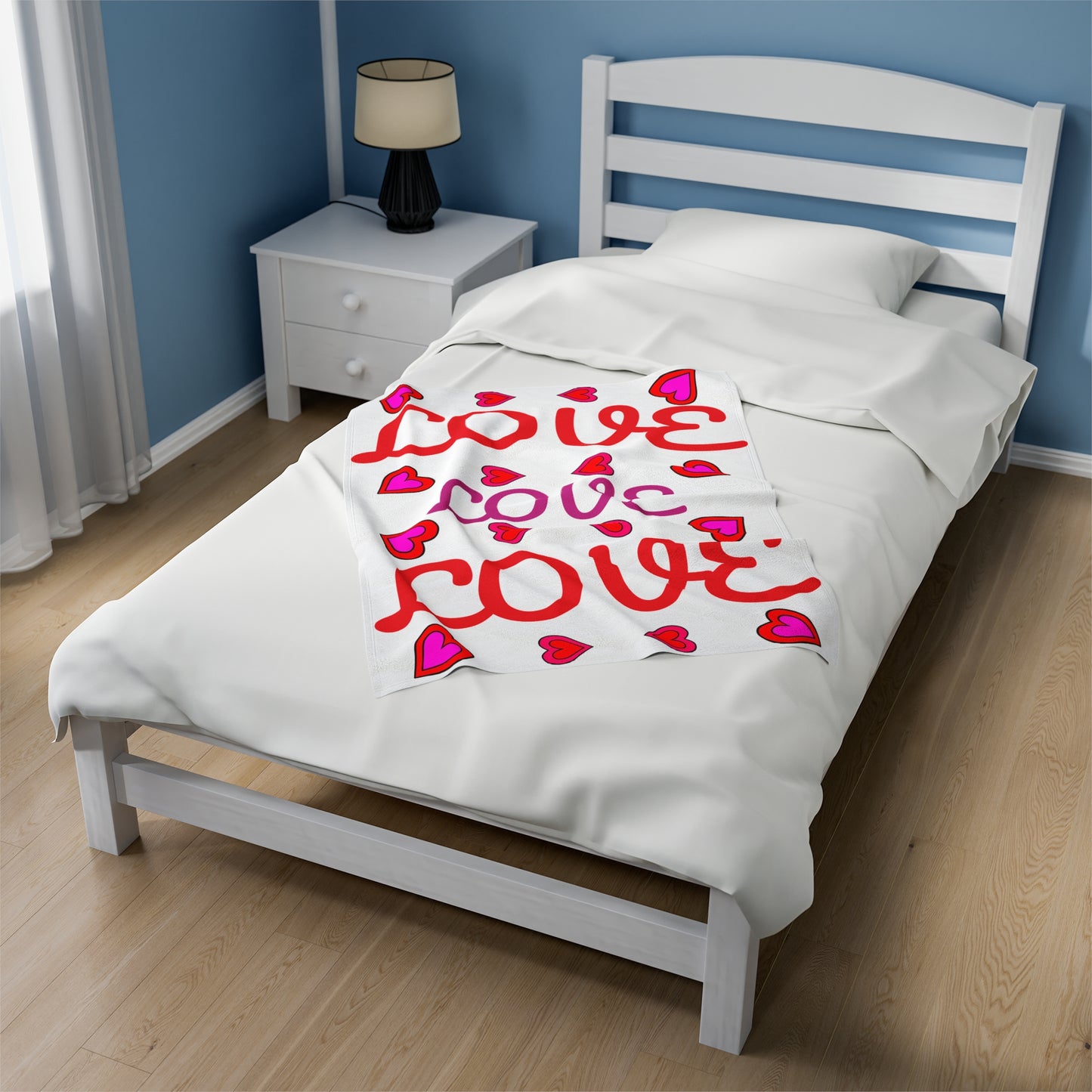 Love, Lovely Velveteen Plush Blanket (WHT) By The M.o.G