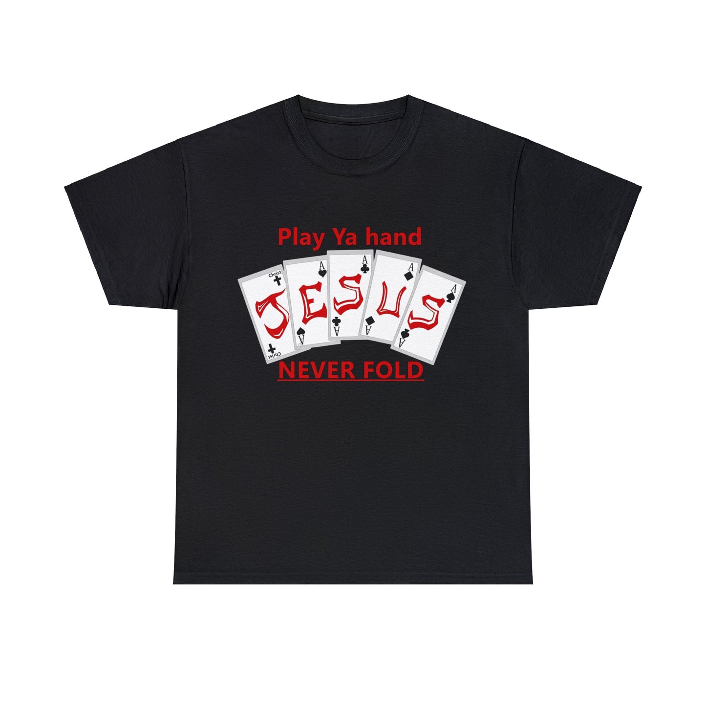 Jesus Hand (NEVER FOLD)Blk/RED T-shirt By The M.O.G