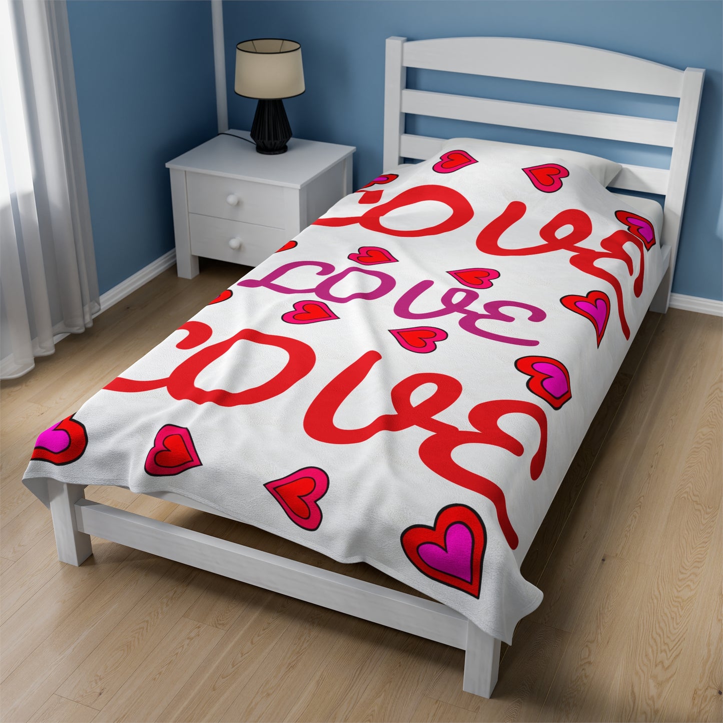 Love, Lovely Velveteen Plush Blanket (WHT) By The M.o.G