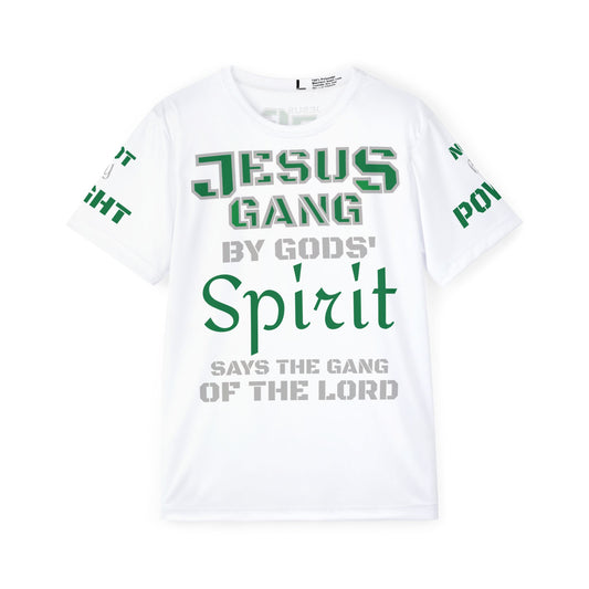 JESUS GANG (Not by Might, Nor by Power, says the Gang) Philly Green and White Workout Jersey