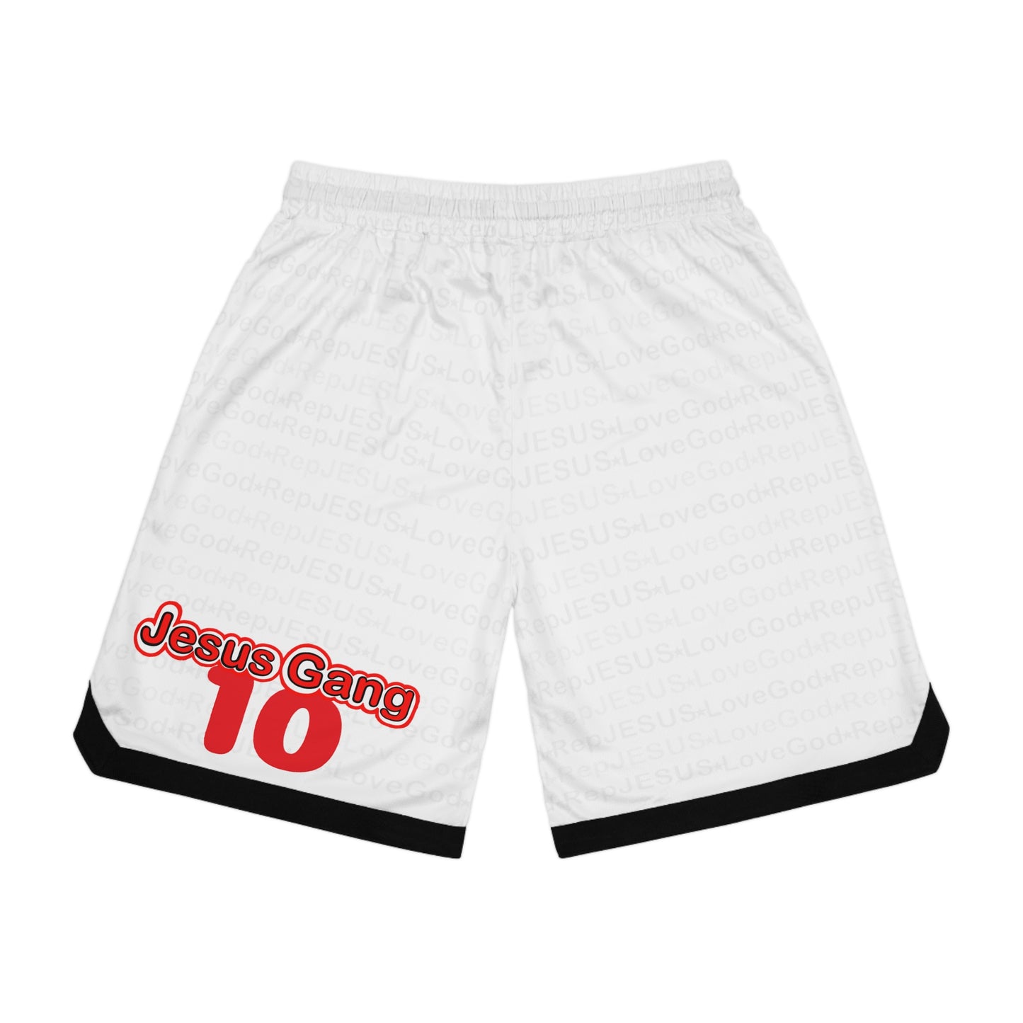 Jesus Gang 10 Ballas (Wht) Basketball Rib Shorts