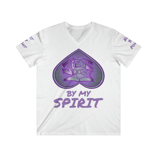 Not by Might nor by Power but by HIS spirit says the Gang of the Lord! ((Royal Purp Iced)fitted v-neck)