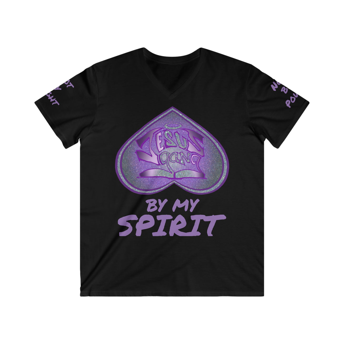 Not by Might nor by Power but by HIS spirit says the Gang of the Lord! ((Royal Purp Iced)fitted v-neck)