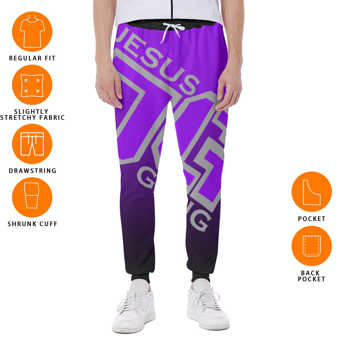 Jesus Gang Royal Purp/ Gray Men's Sweatpants