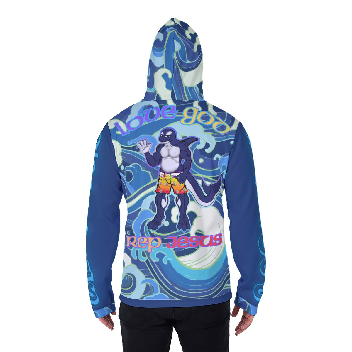 Jesus Gang Blu Orca. Kids Pullover Hoodie With Mask