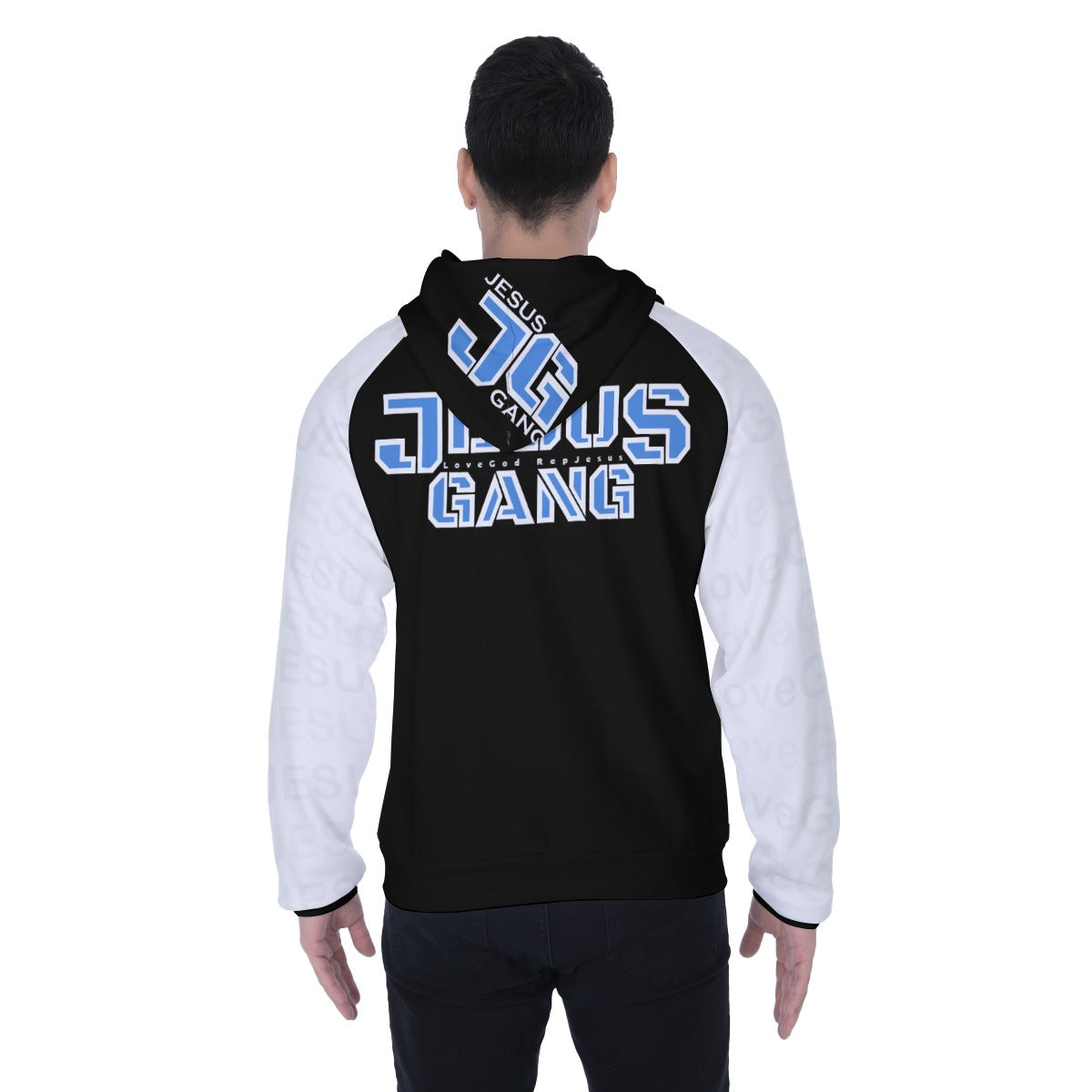 Love God Rep Jesus A.o.G Jesus Gang Blu Knight Hoodie