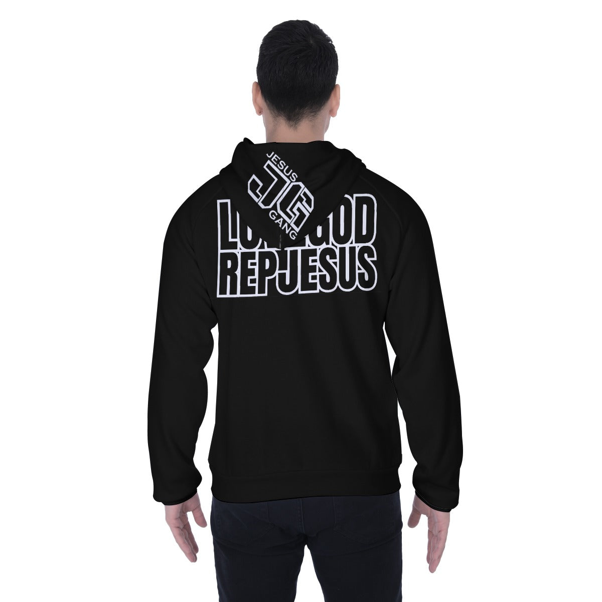 LOVEGOD REPJESUS (Jesus Gang Blk Ops) Men's Heavy Fleece Zip Up Hoodie