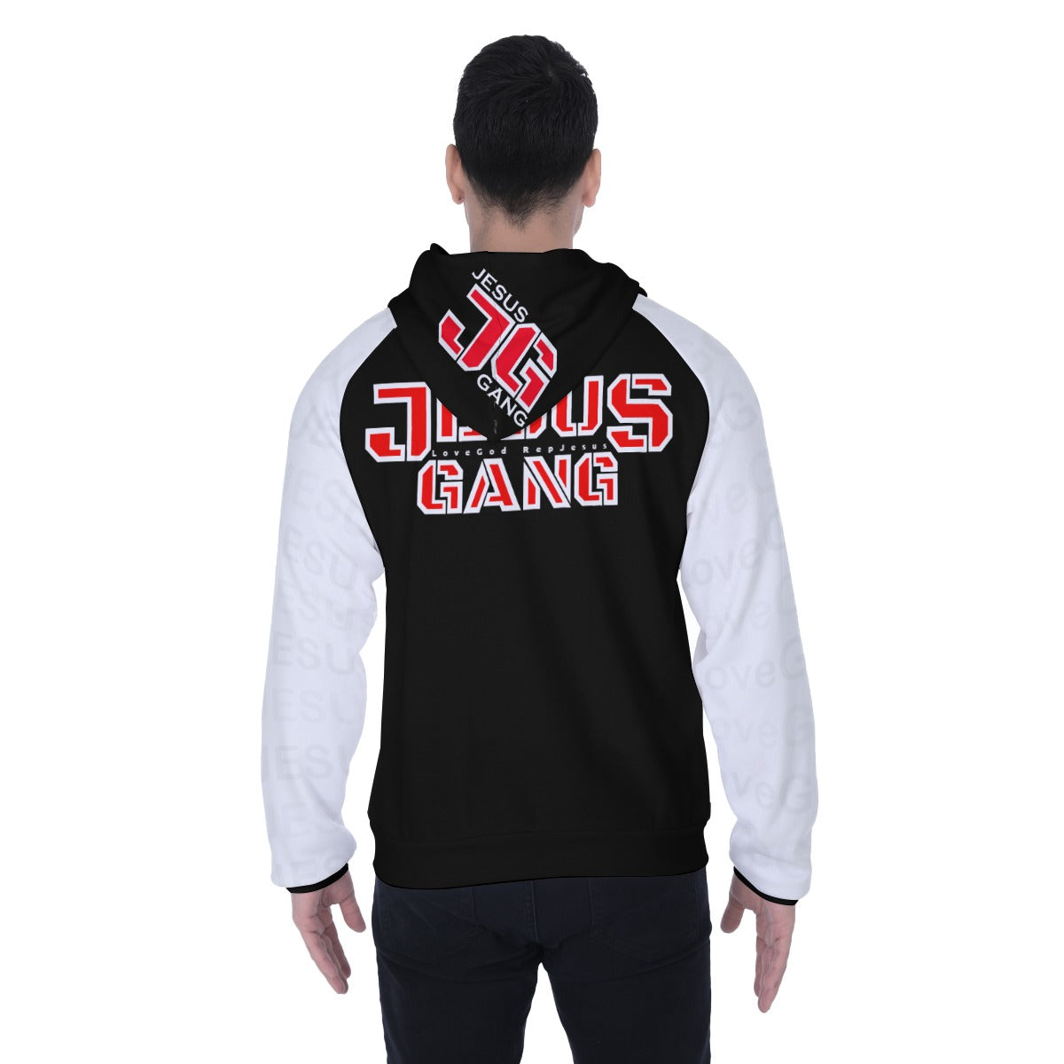 Love God Rep Jesus A.o.G Jesus Gang Red Knight Zip Up Hoodie