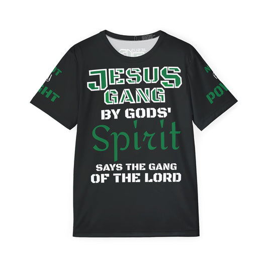 JESUS GANG (Not by Might, Nor by Power, says the Gang) Philly Green and Black Workout Jersey