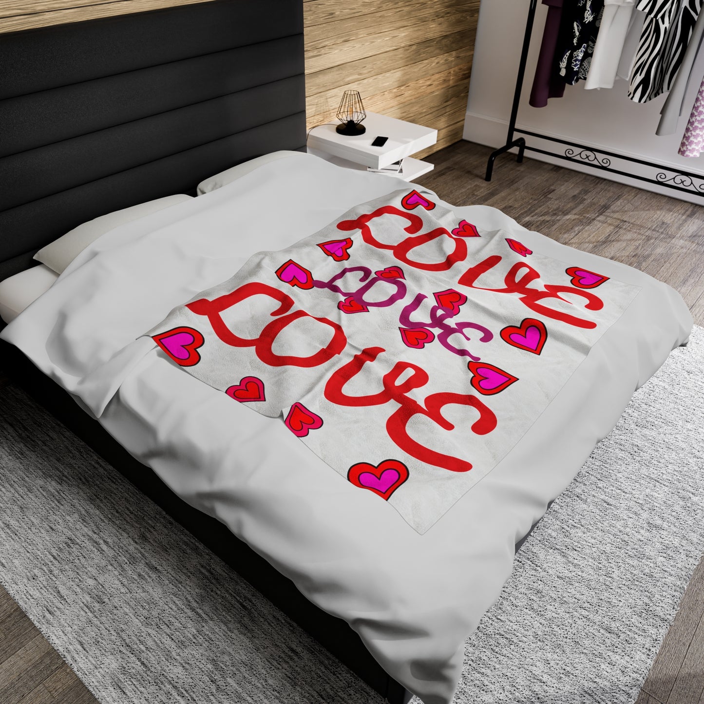 Love, Lovely Velveteen Plush Blanket (WHT) By The M.o.G