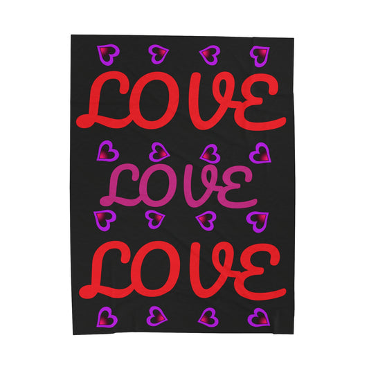 Love, Lovely Velveteen Plush Blanket (Pink & Red) By The M.O.G