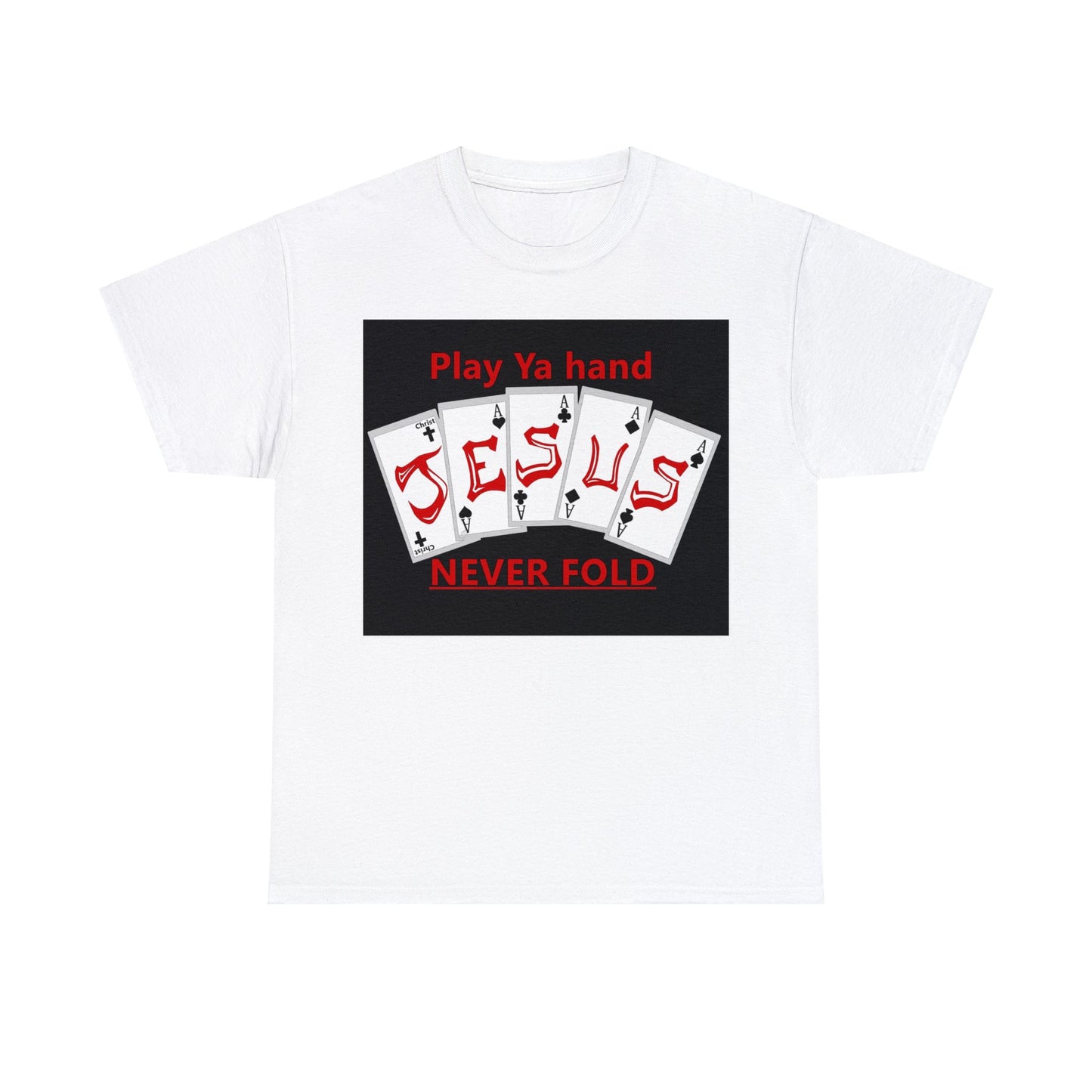 Jesus Hand (NEVER FOLD)Blk/RED T-shirt By The M.O.G