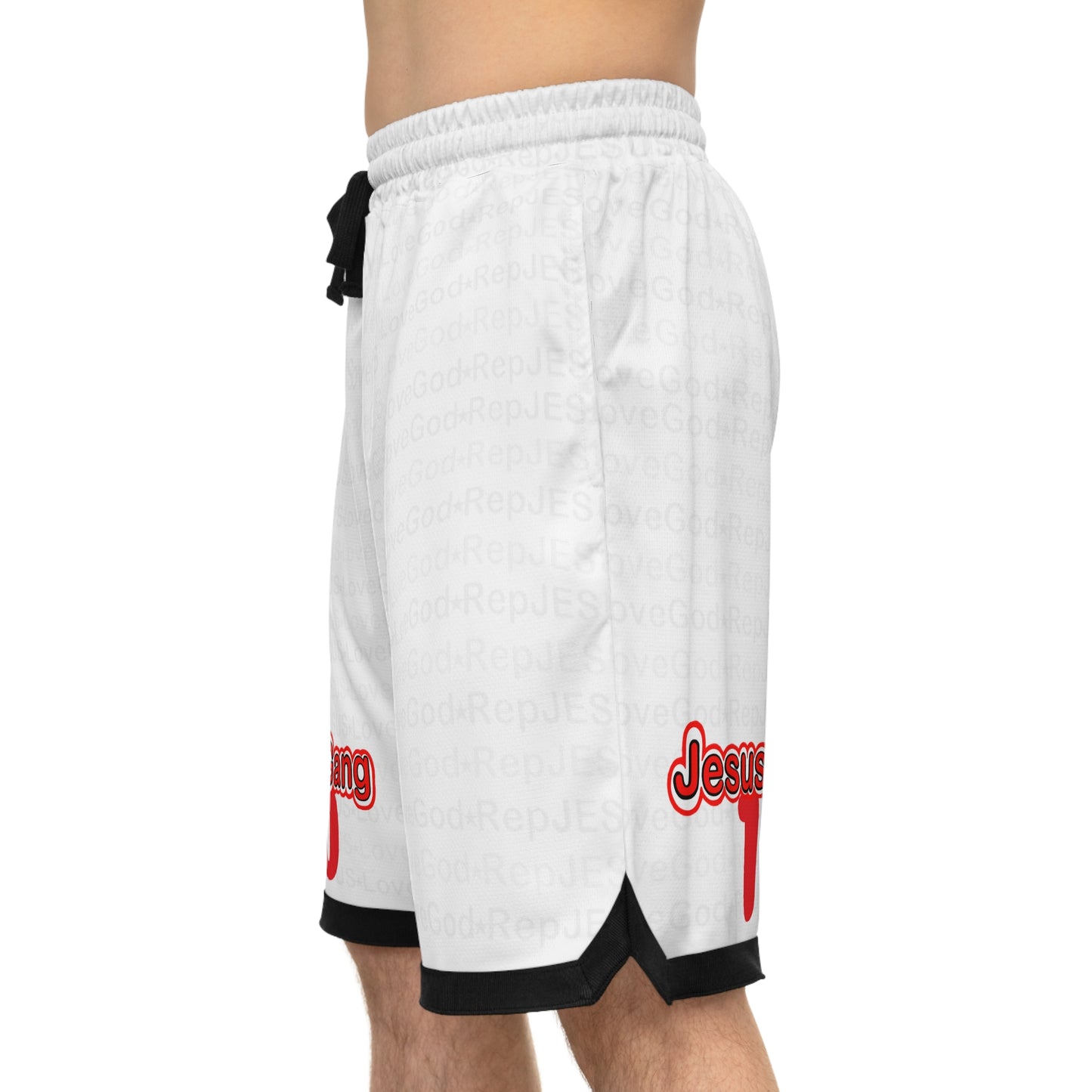 Jesus Gang 10 Ballas (Wht) Basketball Rib Shorts