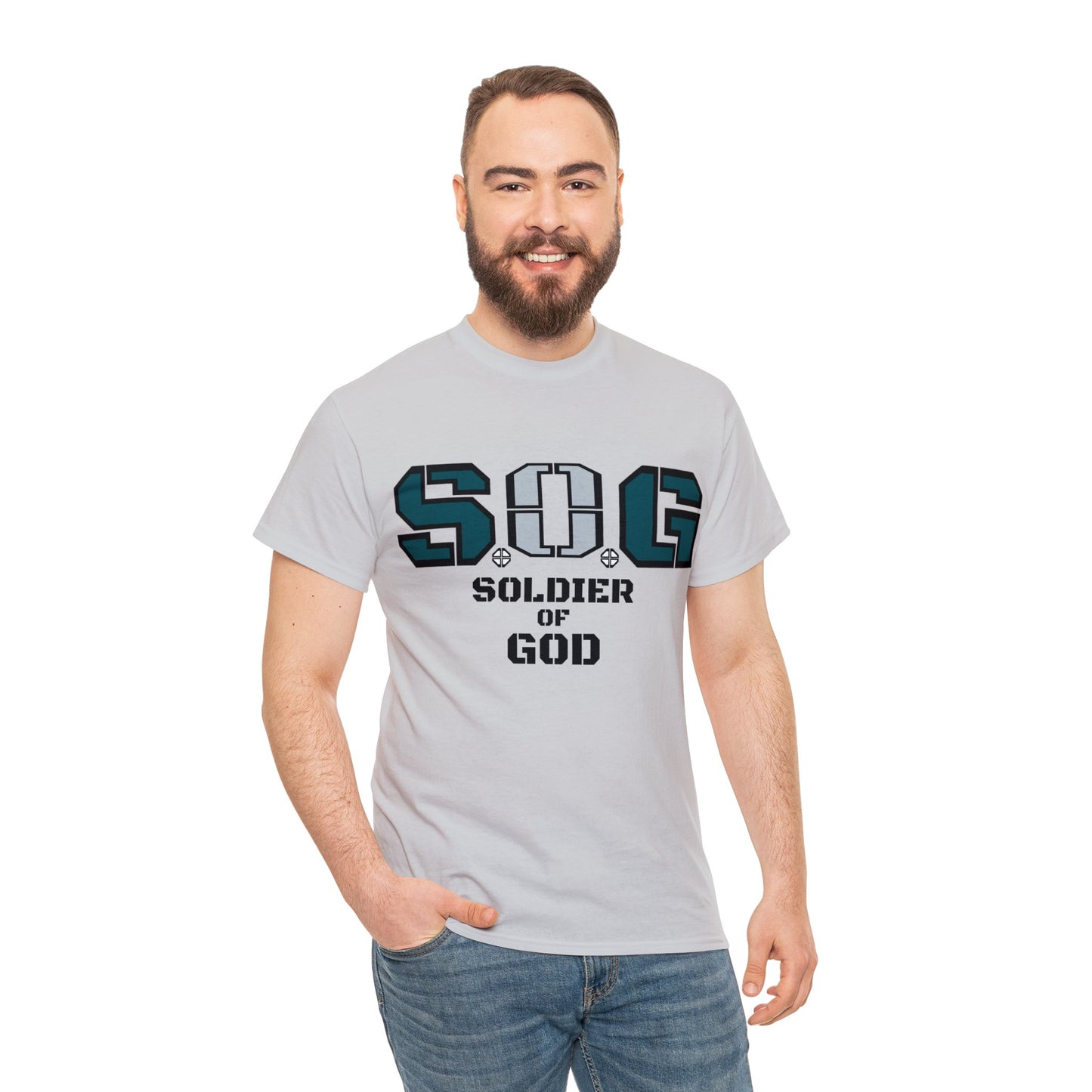 S.o.G Soldier of God Fly Green version multi color Heavy Cotton Tee