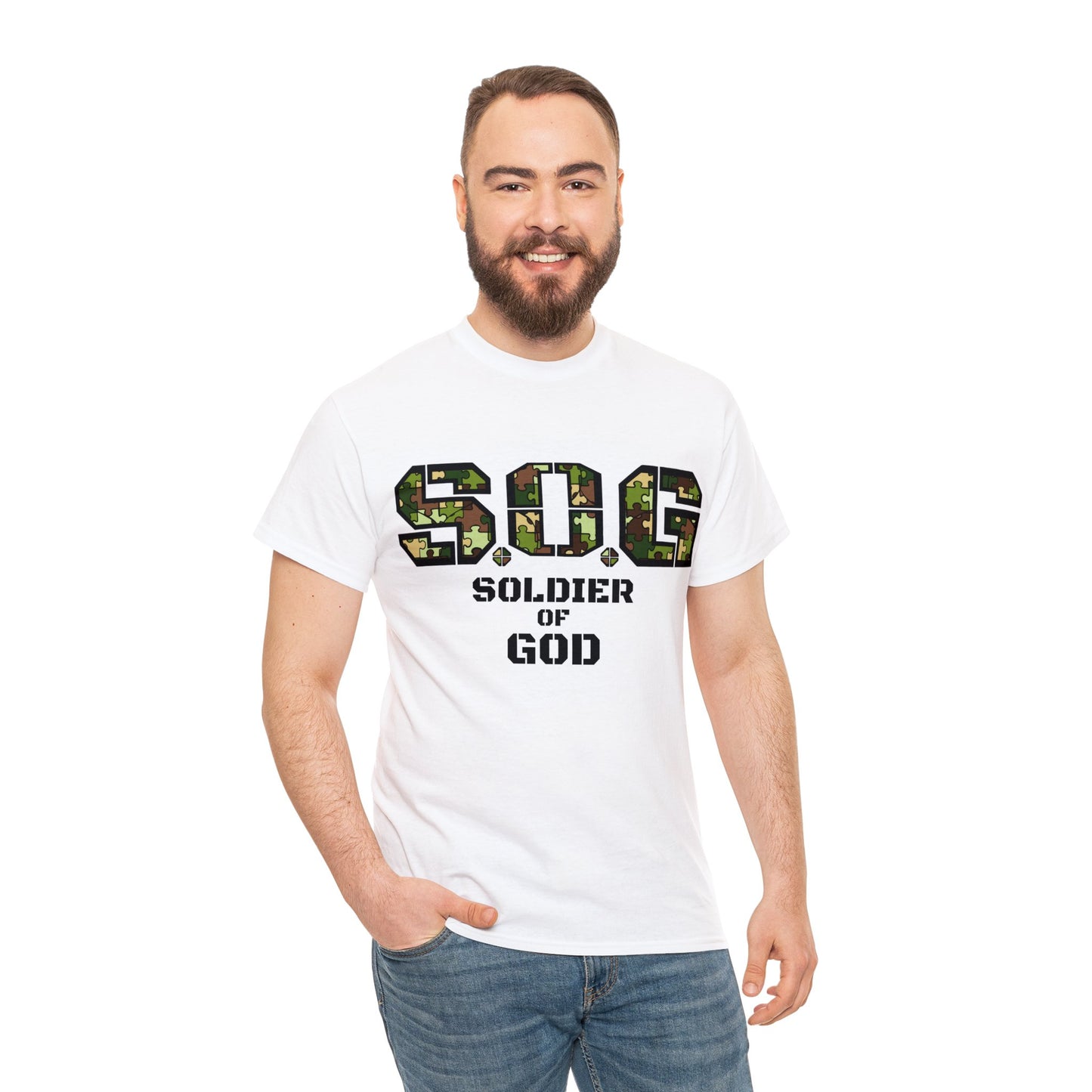 S.o.G Soldier of God Camo version multi color Heavy Cotton Tee