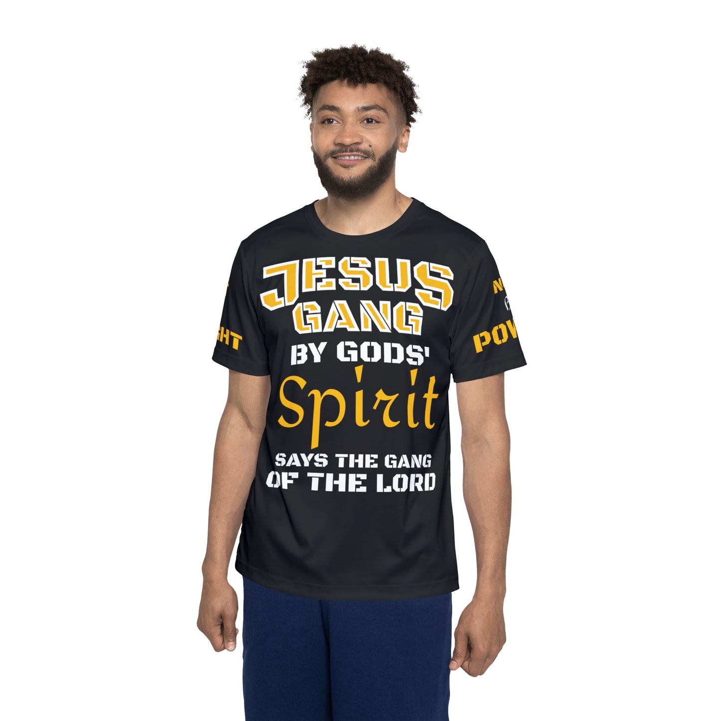 JESUS GANG YELLOW (Not by Might, Nor by Power, says the Gang) Workout Jersey