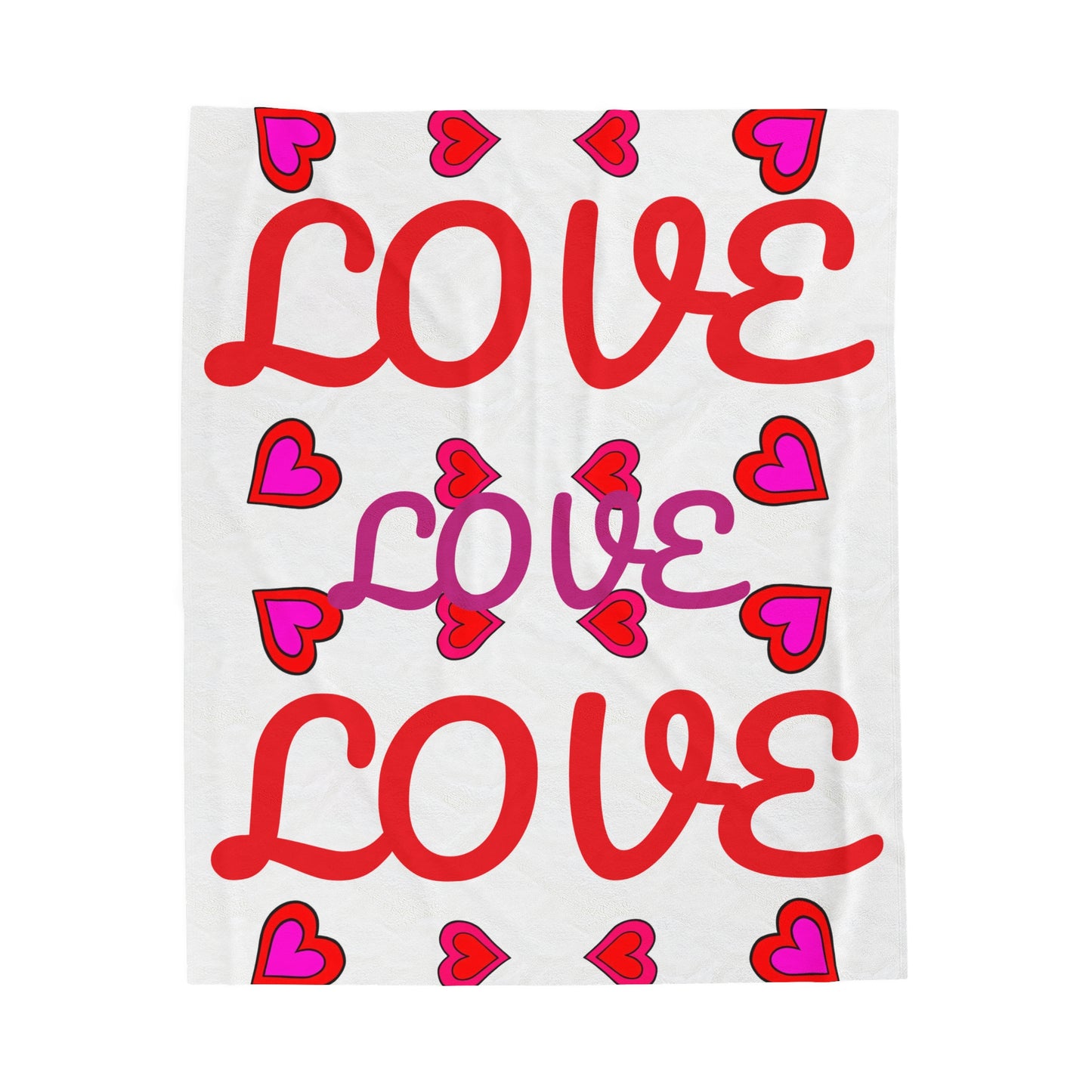 Love, Lovely Velveteen Plush Blanket (WHT) By The M.o.G